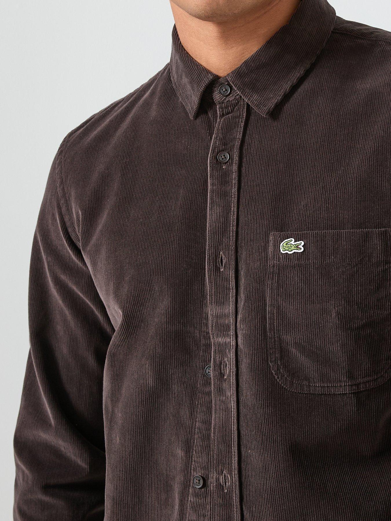  image of lacoste-regular-fit-corduroy-shirt--brown