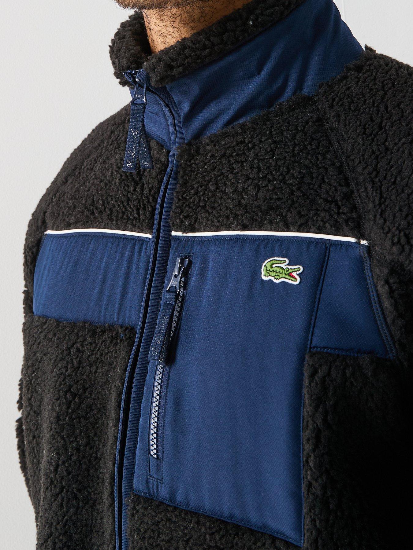  image of lacoste-colourblock-fleece-zipped-jacketnbsp--black