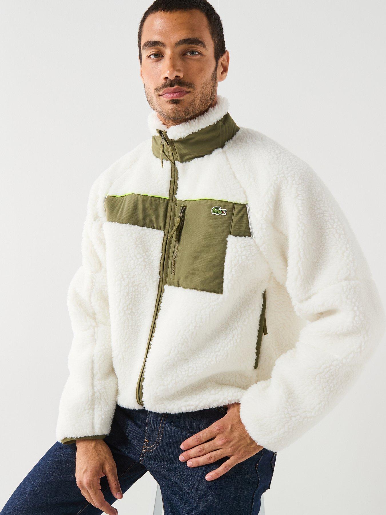 Image 5 of 5 of Lacoste Colourblock Fleece Zipped Jacket&nbsp;- White