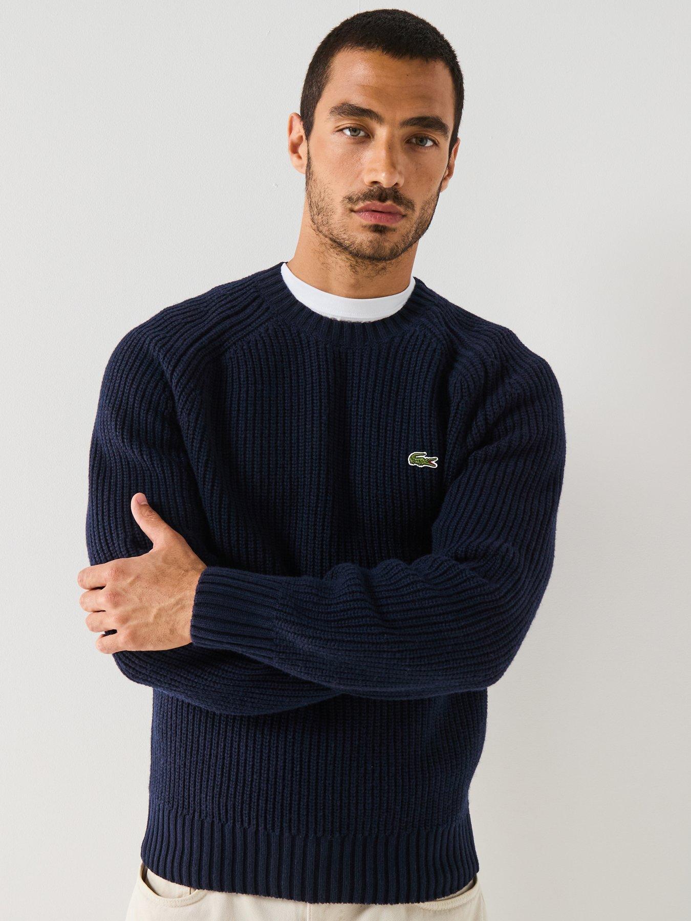 Lacoste Lacoste Heavyweight Rib Crew Neck Knitted Jumper - Navy