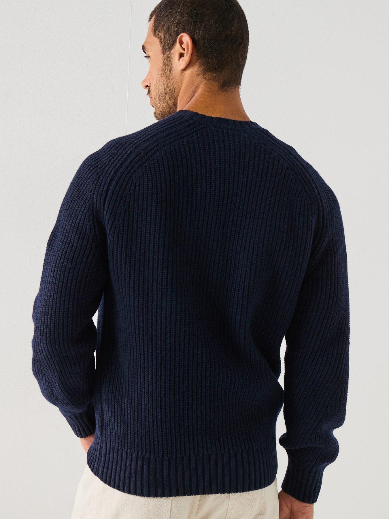  image of lacoste-heavyweight-rib-crew-neck-knitted-jumpernbsp--navy