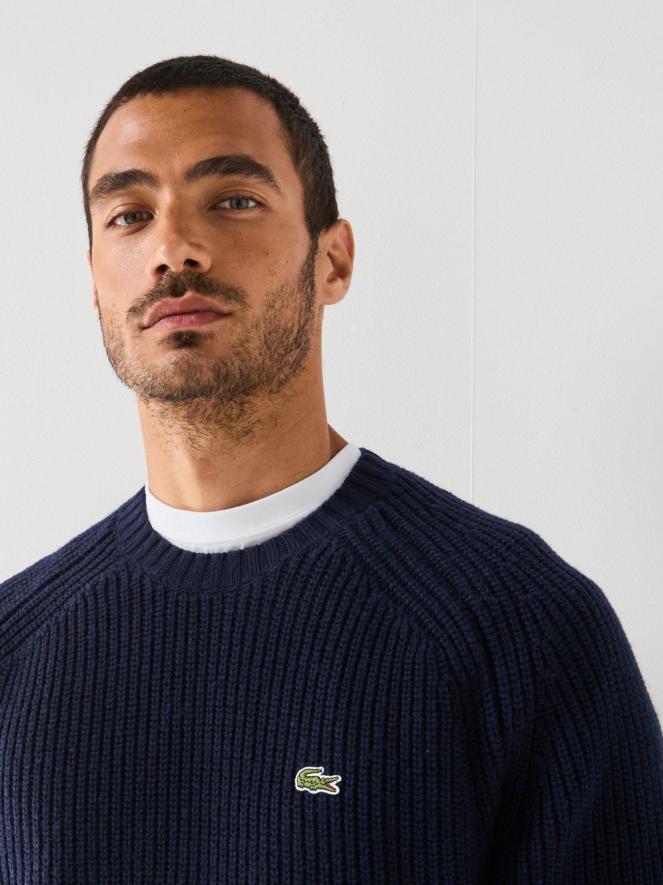  image of lacoste-heavyweight-rib-crew-neck-knitted-jumpernbsp--navy