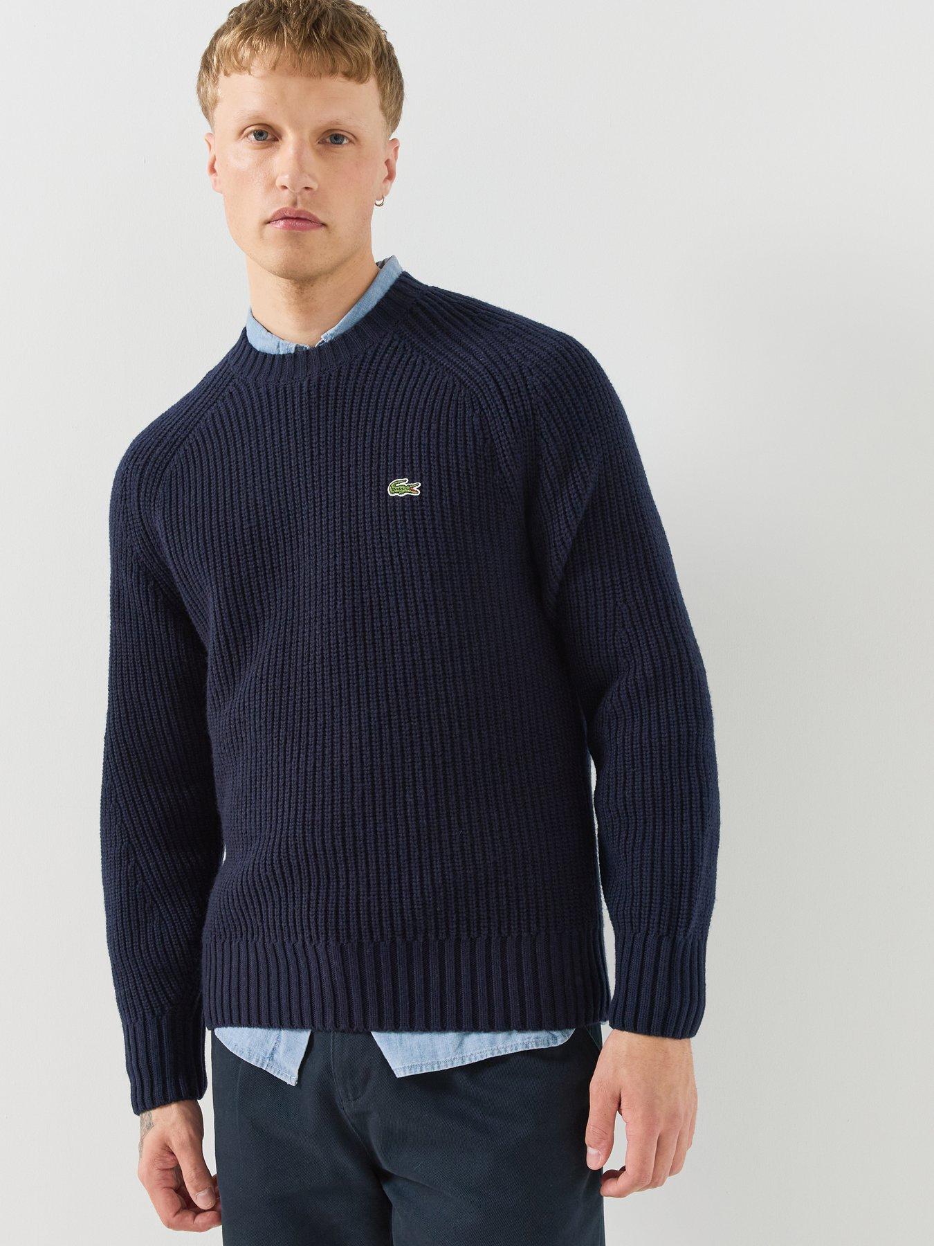 Image 6 of 6 of Lacoste Heavyweight Rib Crew Neck Knitte - Navy
