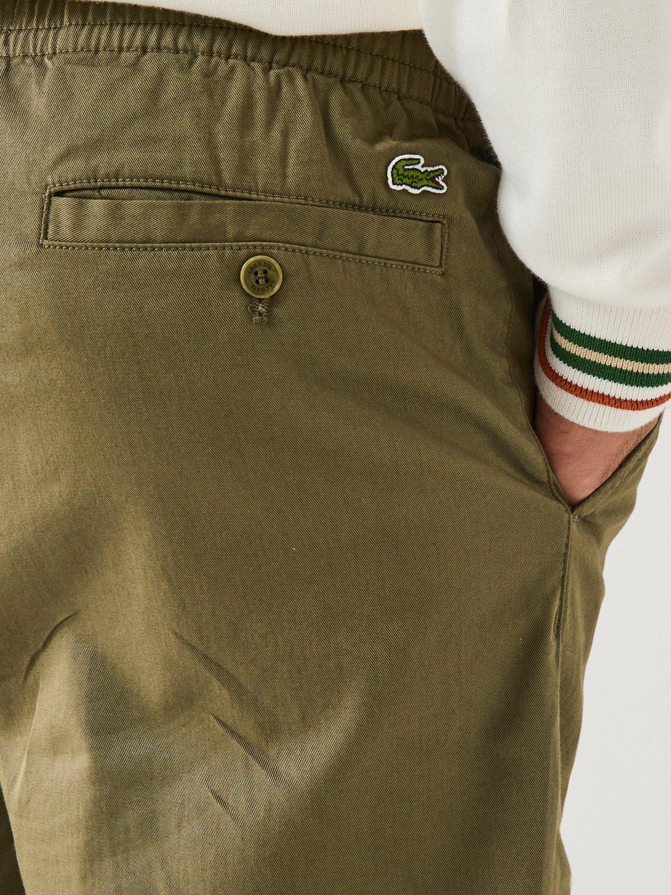 Image 4 of 5 of Lacoste Elastic Waist Stretch Chino Trousers- Green