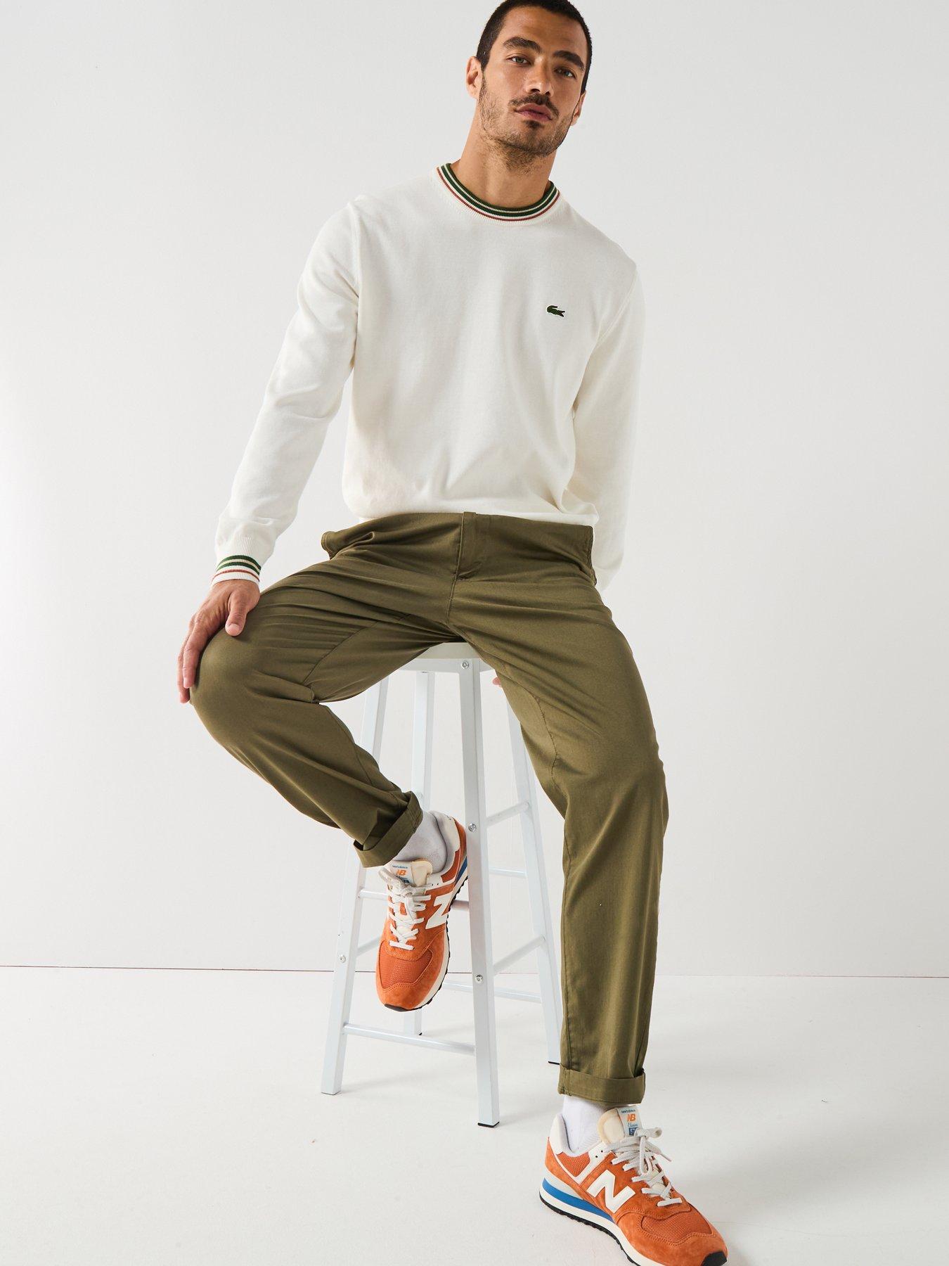 Image 5 of 5 of Lacoste Elastic Waist Stretch Chino Trousers- Green