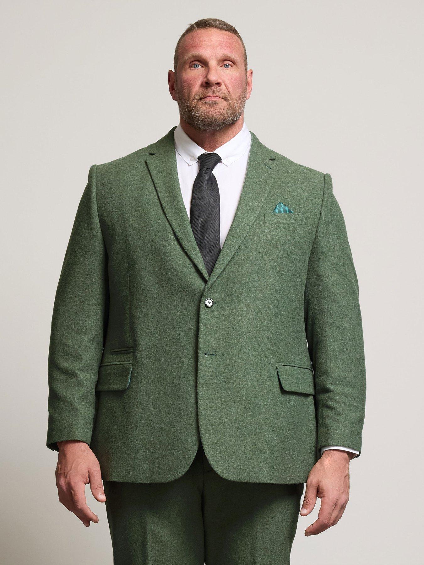 front image of badrhino-tweed-suit-jacket-regular-green