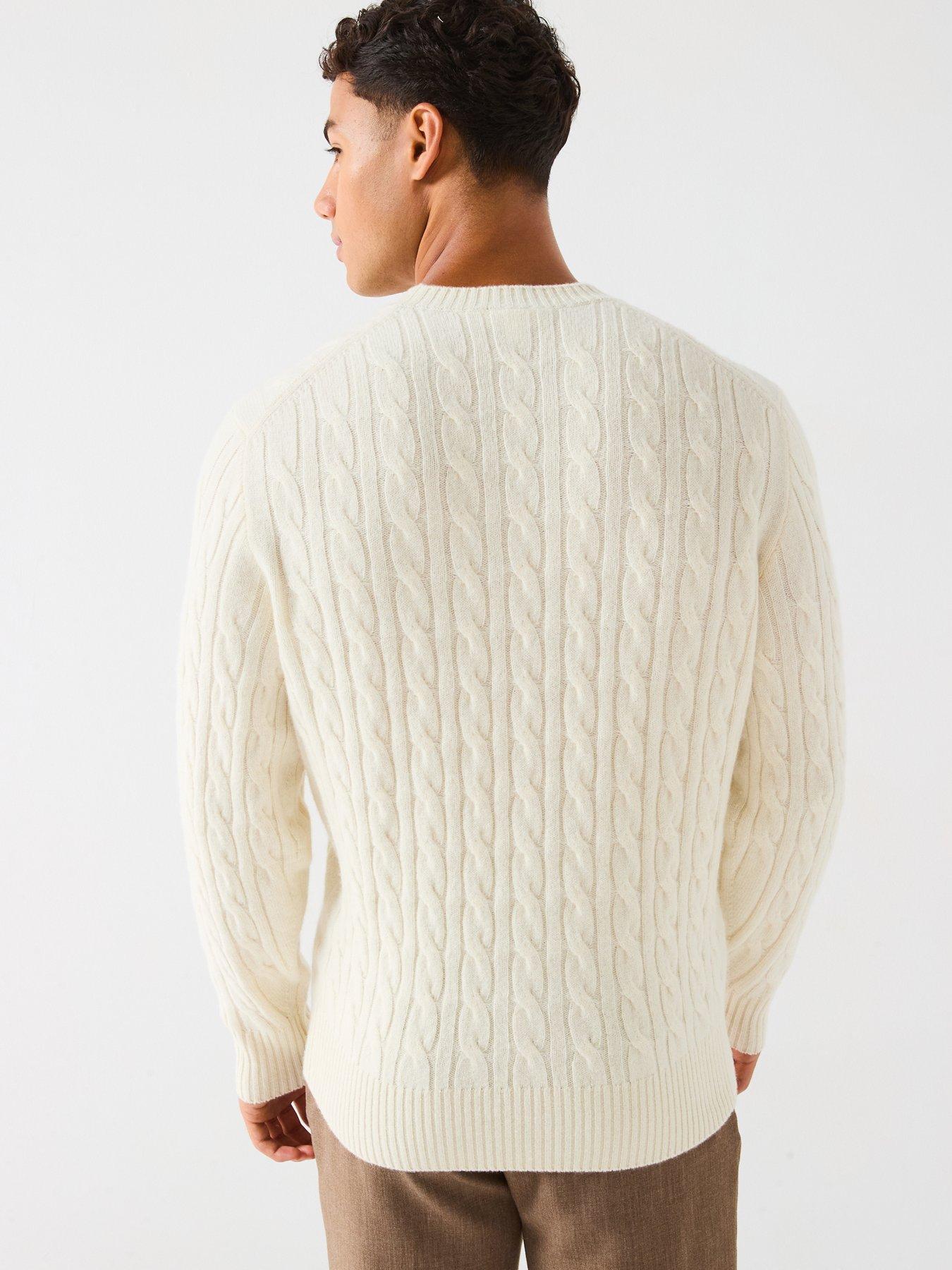  image of lacoste-carded-wool-cable-knit-crew-knitted-jumpernbsp--off-white