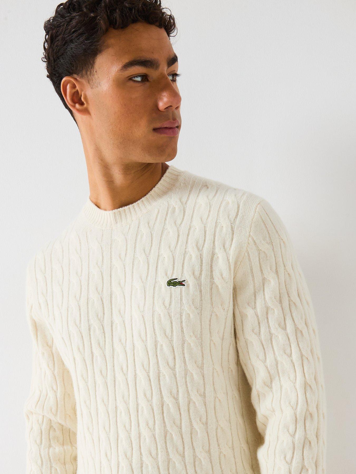  image of lacoste-carded-wool-cable-knit-crew-knitted-jumpernbsp--off-white