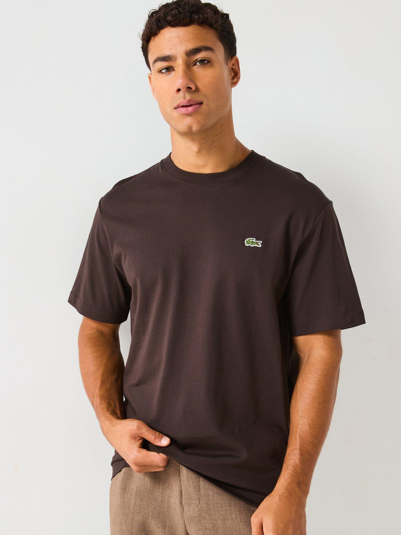 Image 1 of 4 of Lacoste Mid Weight Cotton T-shirt - Brown