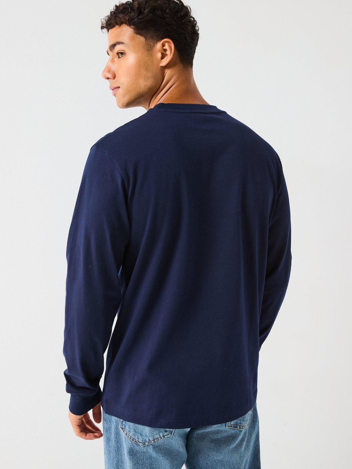 Image 2 of 4 of Lacoste Long Sleeved Cotton T-shirt- Navy