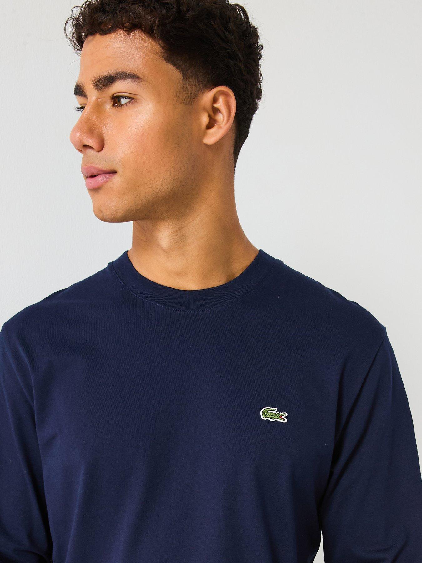 Image 4 of 4 of Lacoste Long Sleeved Cotton T-shirt- Navy