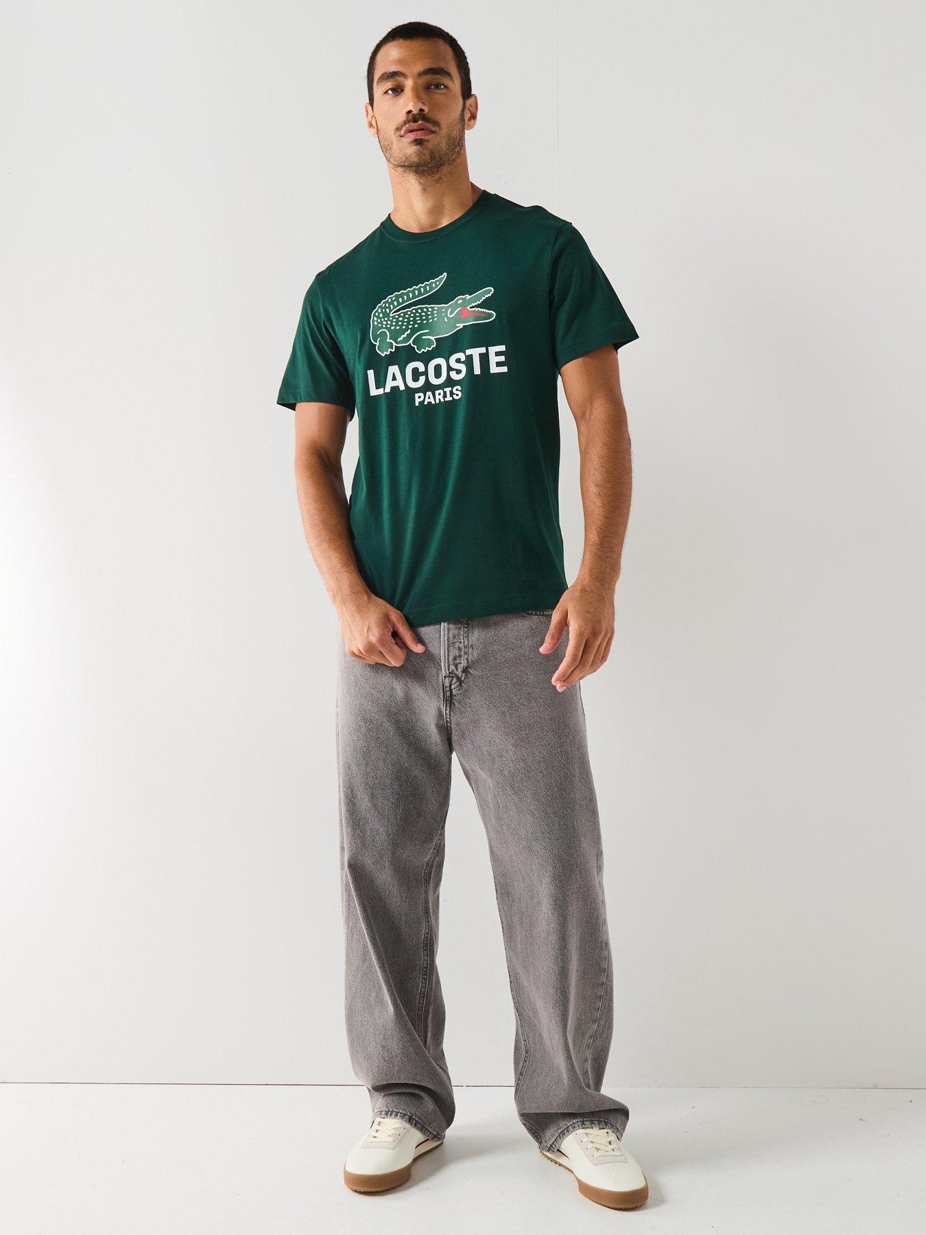 Image 3 of 6 of Lacoste Regular Fit Printed Jersey T-shirt&nbsp;- Green