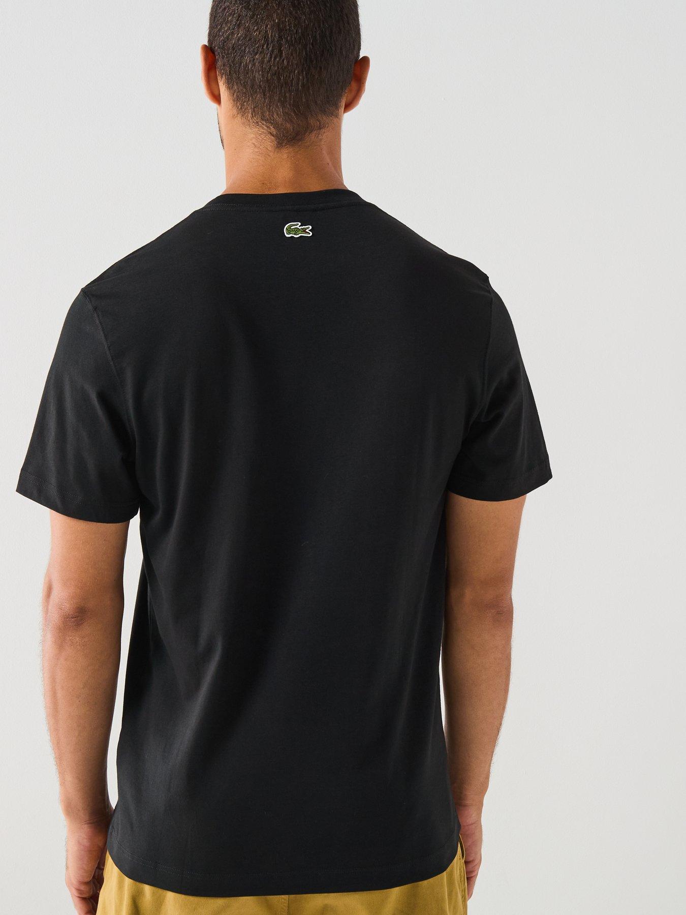 Image 2 of 6 of Lacoste Regular Fit Printed Jersey T-shirt&nbsp;- Black
