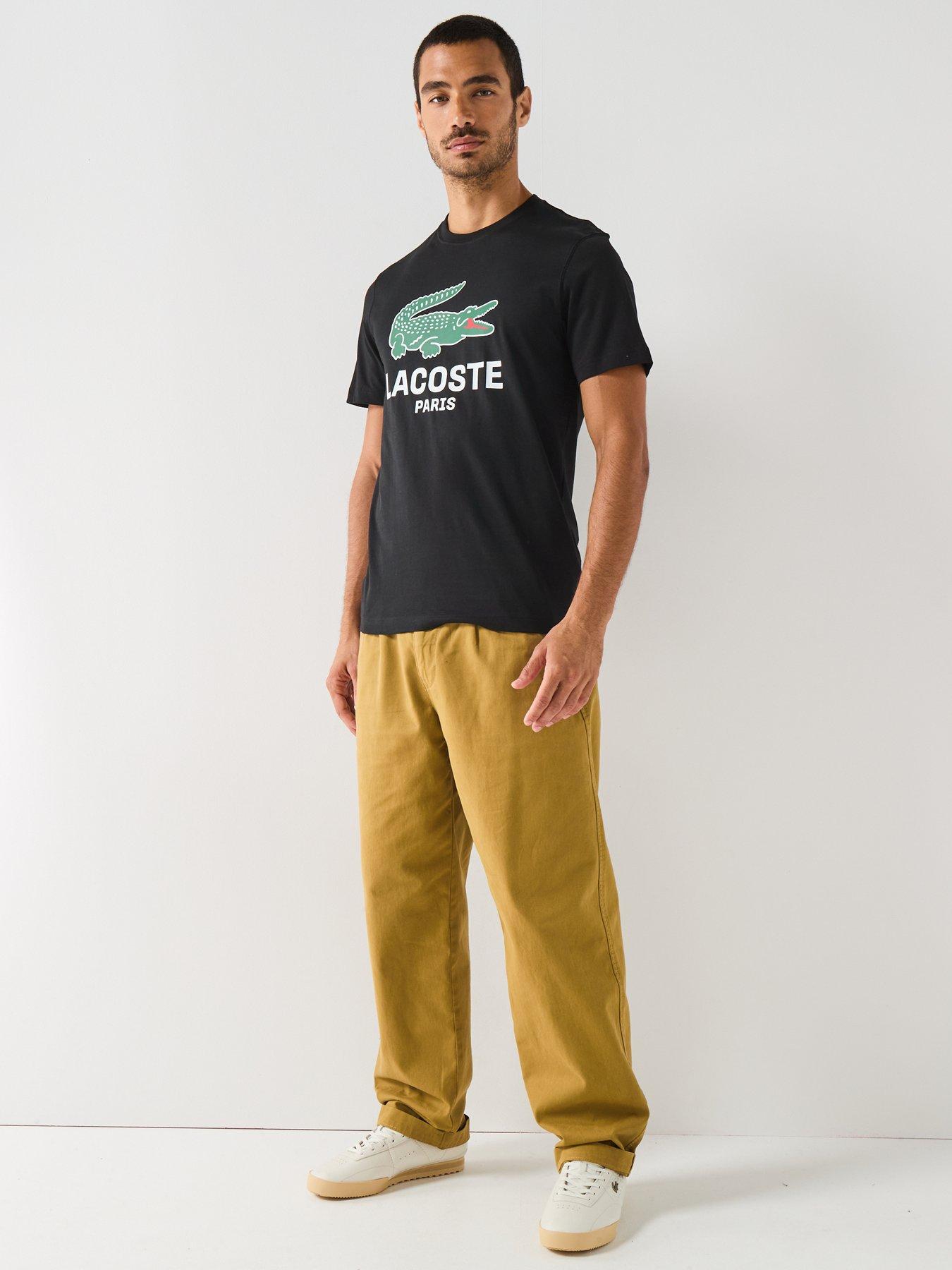 Image 3 of 6 of Lacoste Regular Fit Printed Jersey T-shirt&nbsp;- Black