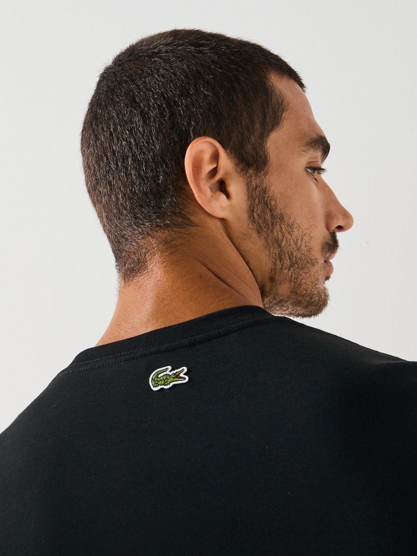 Image 5 of 6 of Lacoste Regular Fit Printed Jersey T-shirt&nbsp;- Black