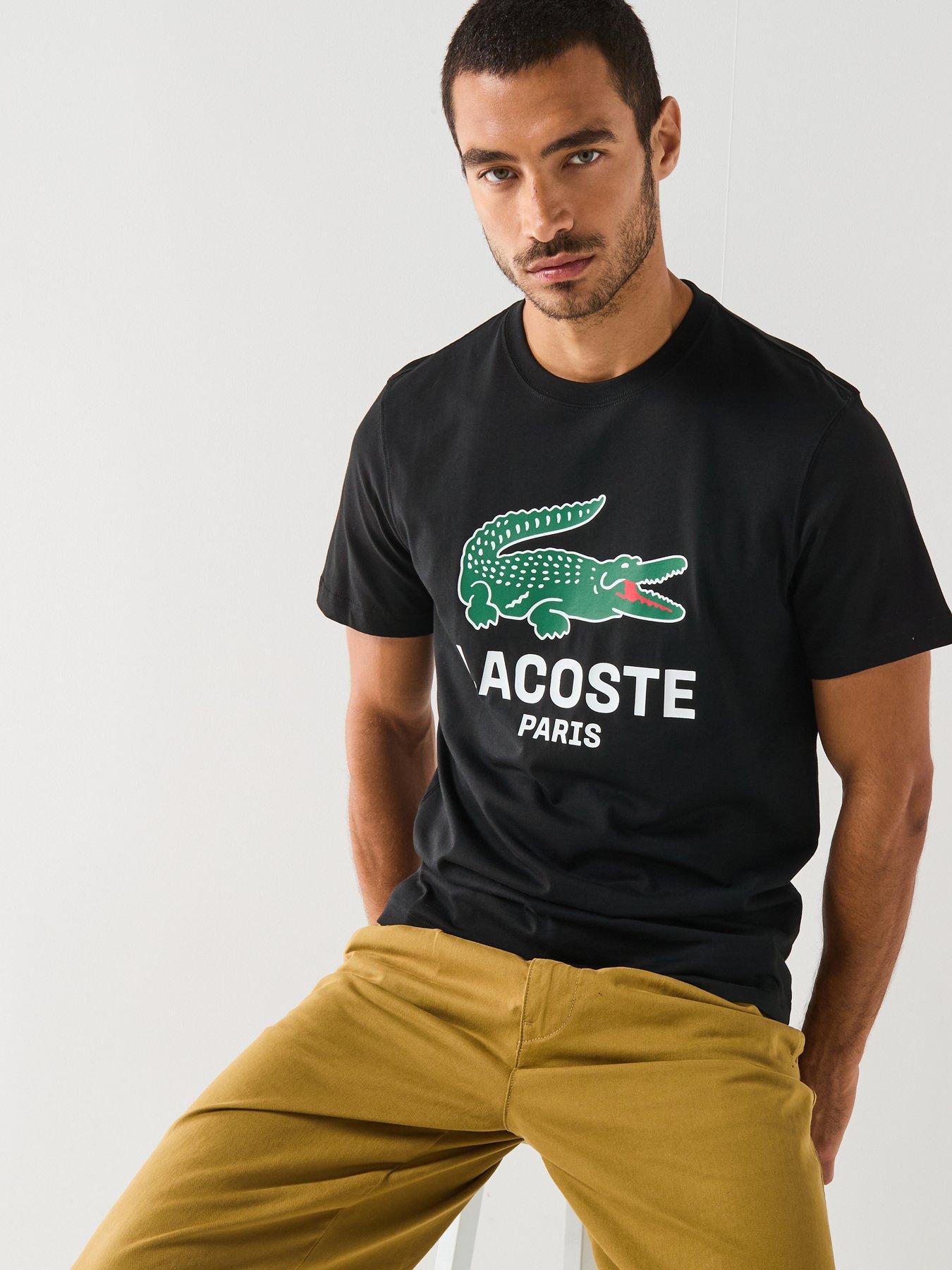Image 6 of 6 of Lacoste Regular Fit Printed Jersey T-shirt&nbsp;- Black