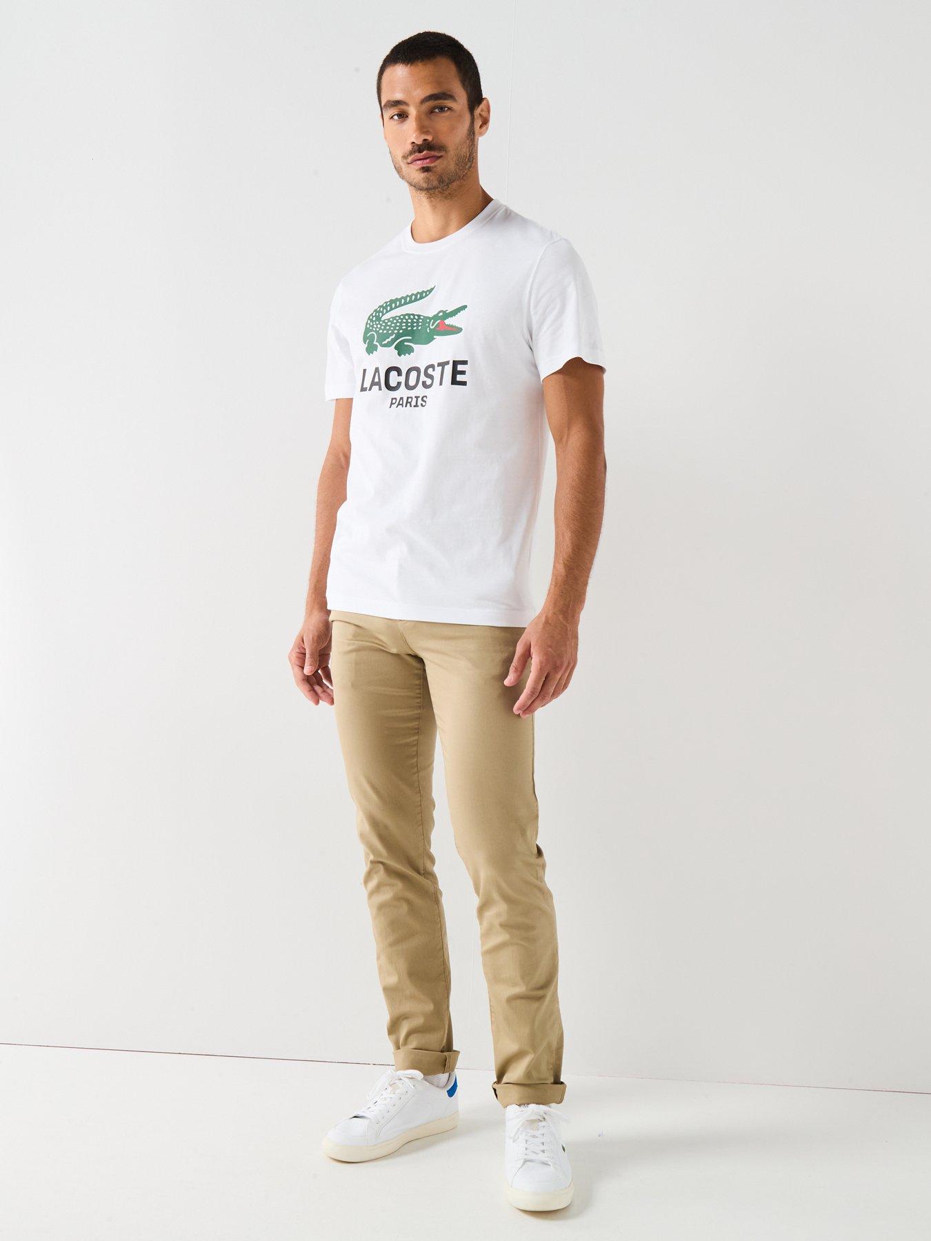Image 3 of 5 of Lacoste Regular Fit Printed Jersey T-shirt&nbsp;- White