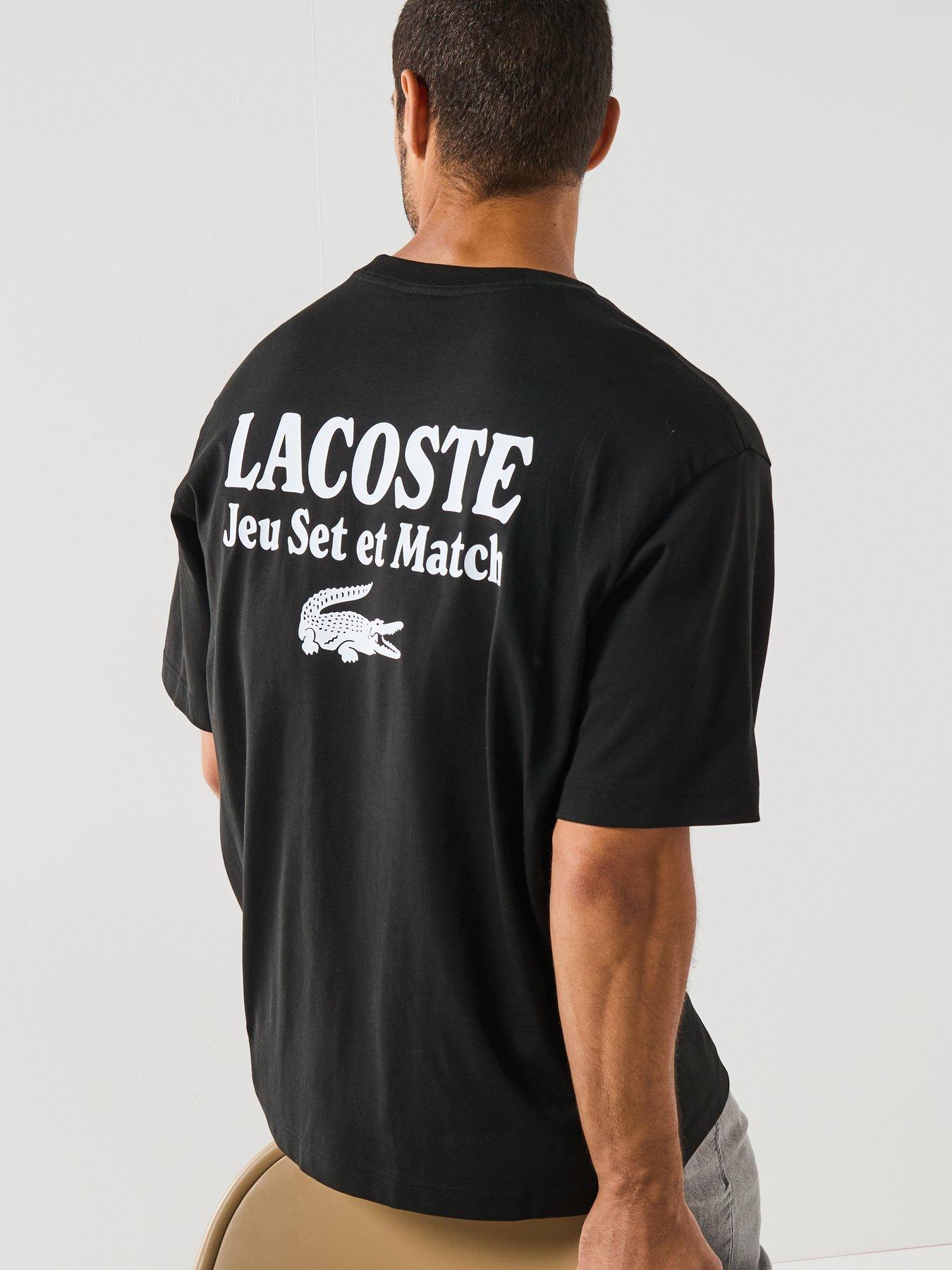 Image 2 of 5 of Lacoste Loose Fit Heavy Jersey Backprint T-shirt&nbsp;- Black