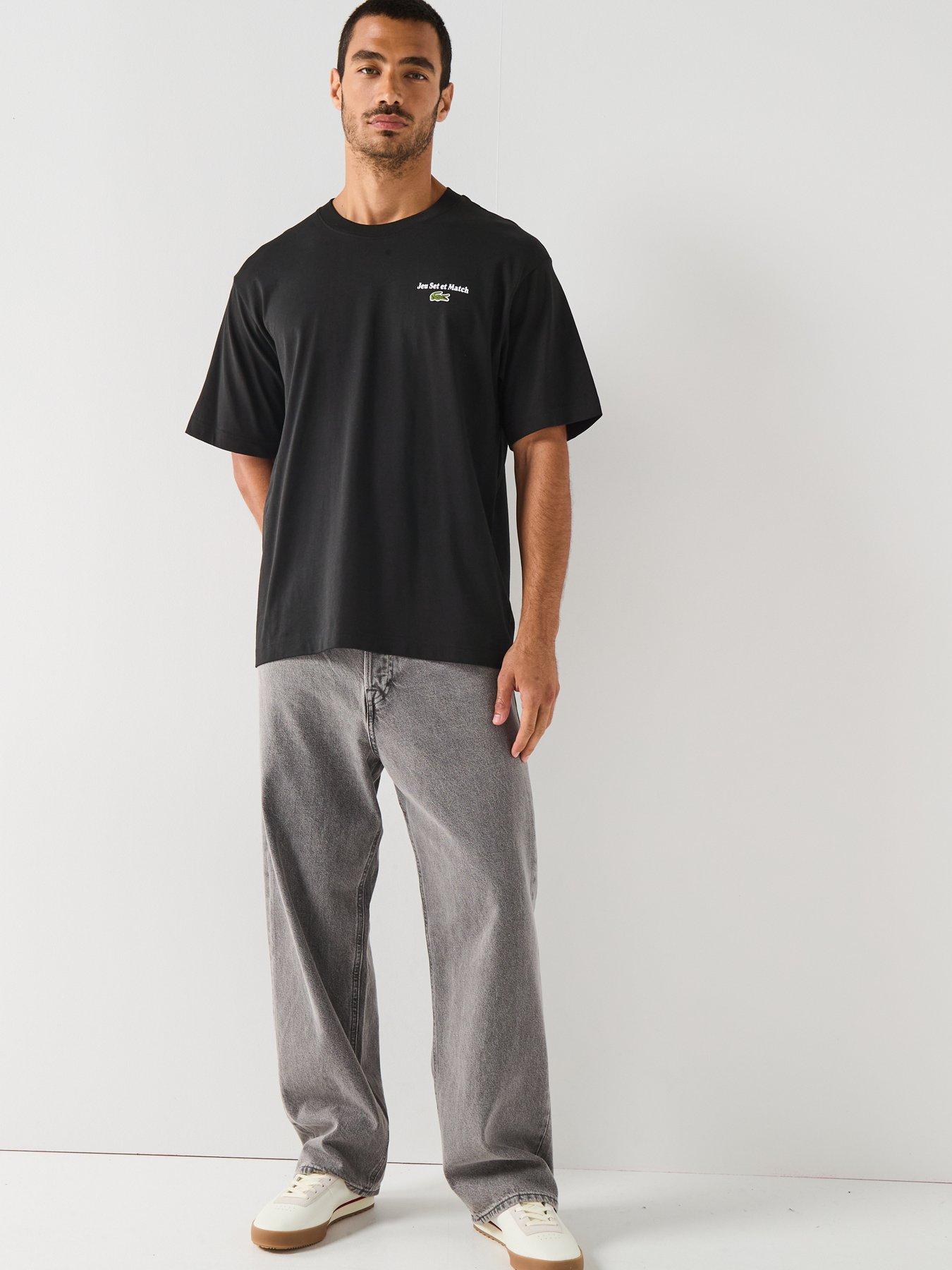 Image 3 of 5 of Lacoste Loose Fit Heavy Jersey Backprint T-shirt&nbsp;- Black