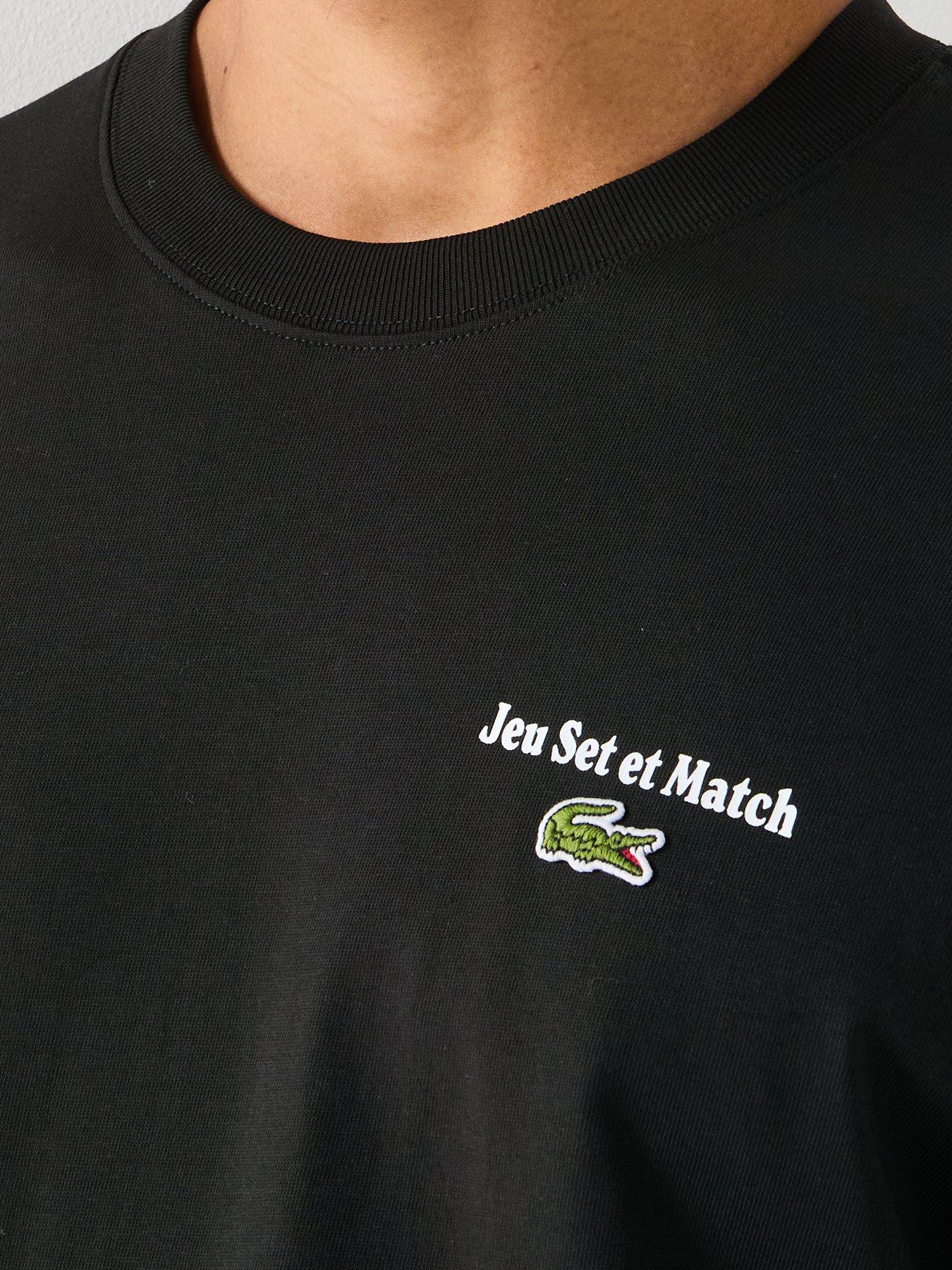 Image 4 of 5 of Lacoste Loose Fit Heavy Jersey Backprint T-shirt&nbsp;- Black