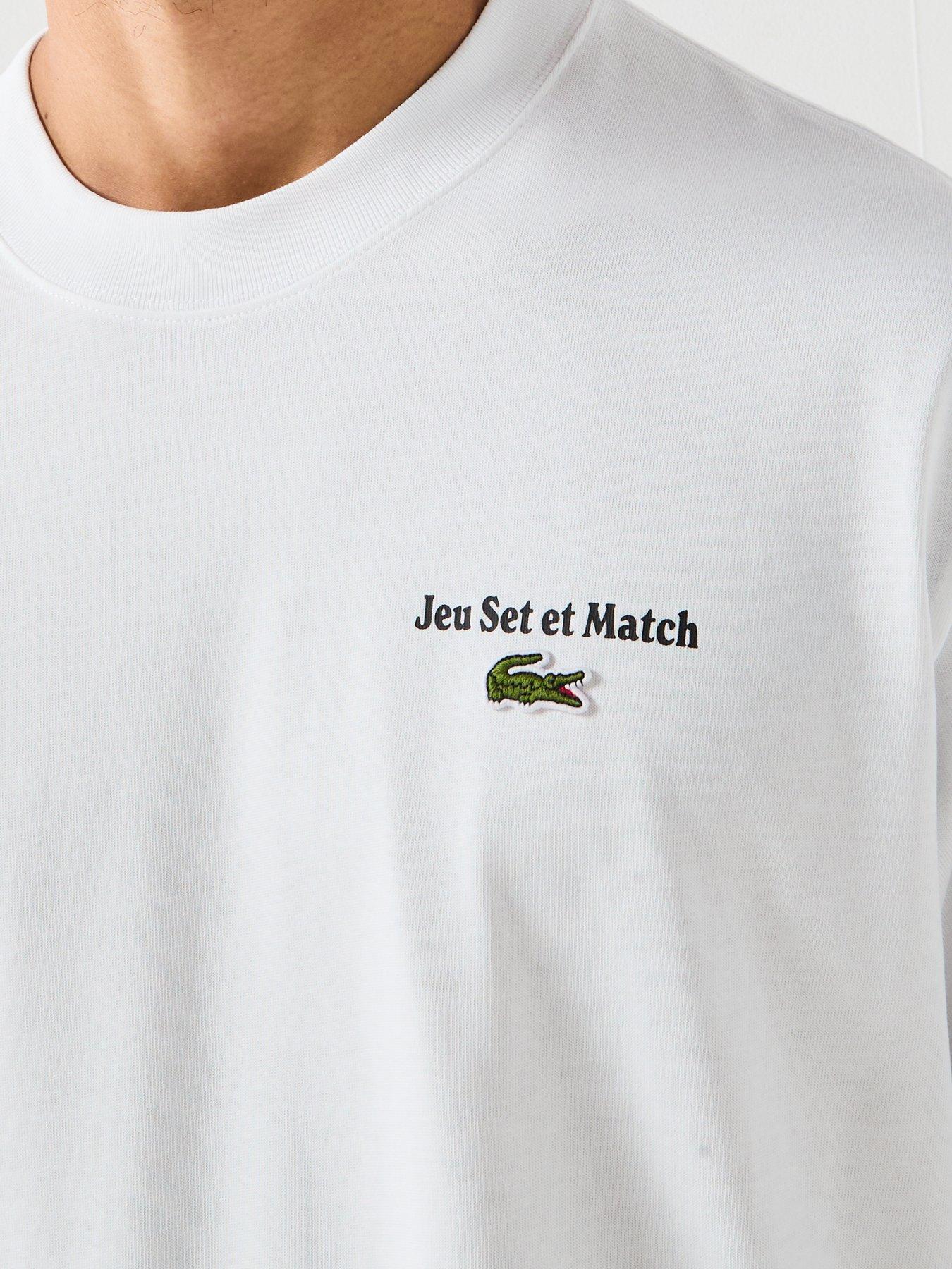 Image 4 of 5 of Lacoste Loose Fit Heavy Jersey Backprint T-shirt&nbsp;- White