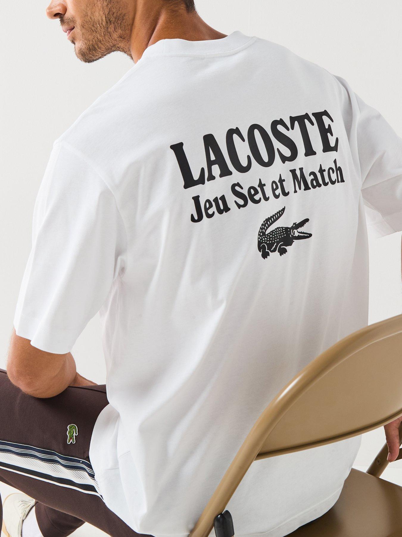 Image 5 of 5 of Lacoste Loose Fit Heavy Jersey Backprint T-shirt&nbsp;- White