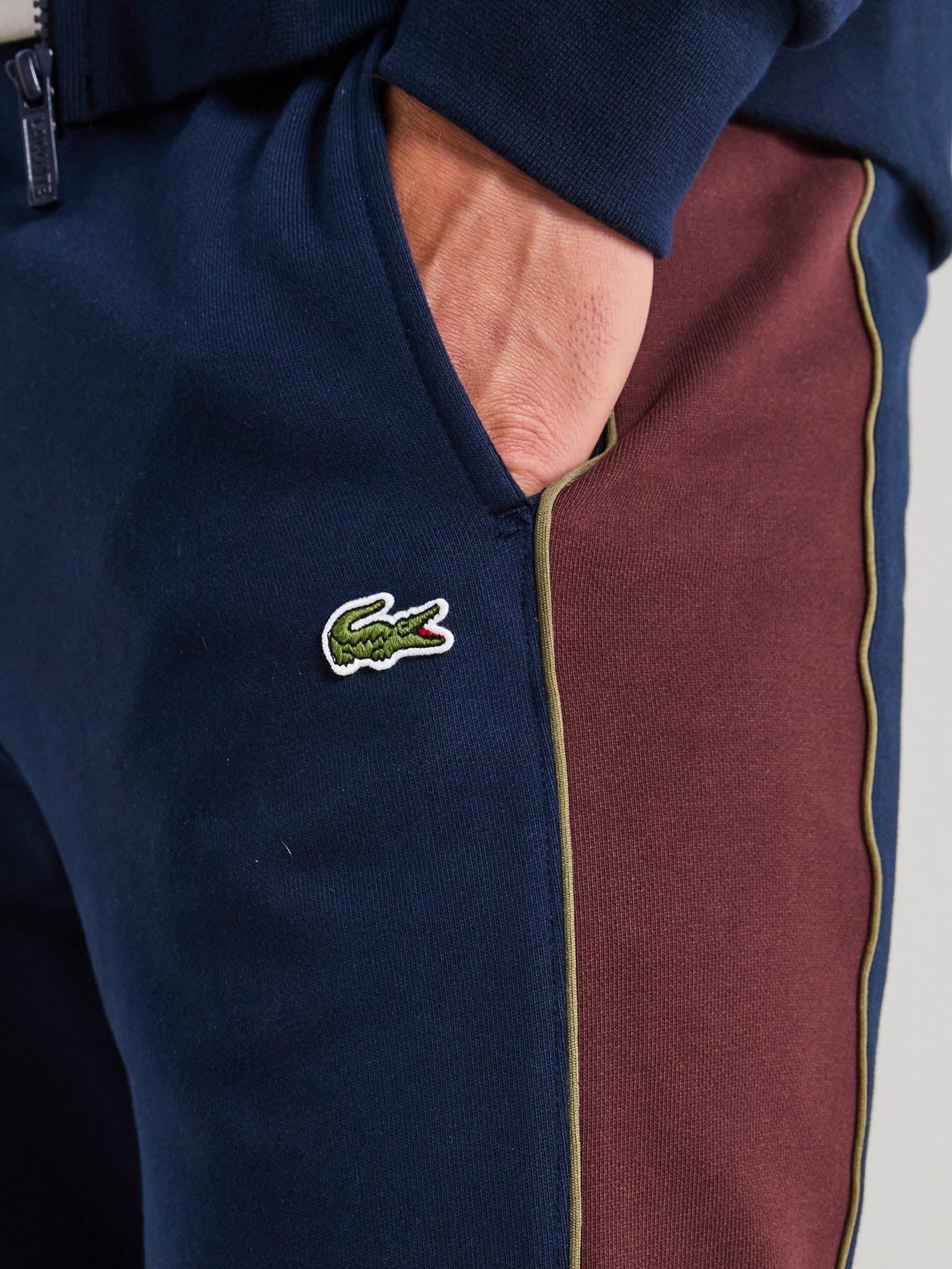  image of lacoste-tapered-fit-colour-block-sweatpants-navy