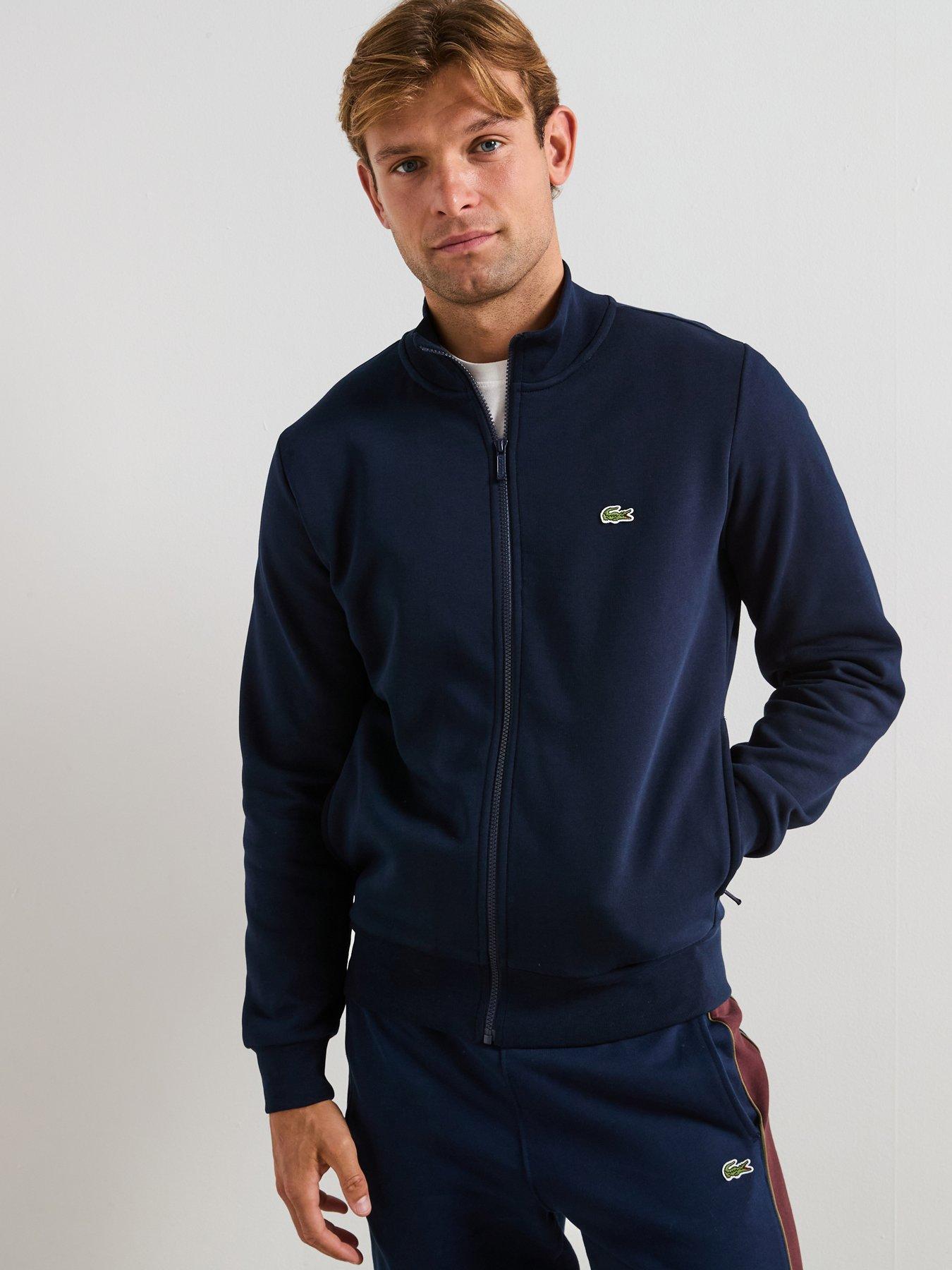 Lacoste Full Zip High Neck Brushed Fleece Sweatshirt- Navy