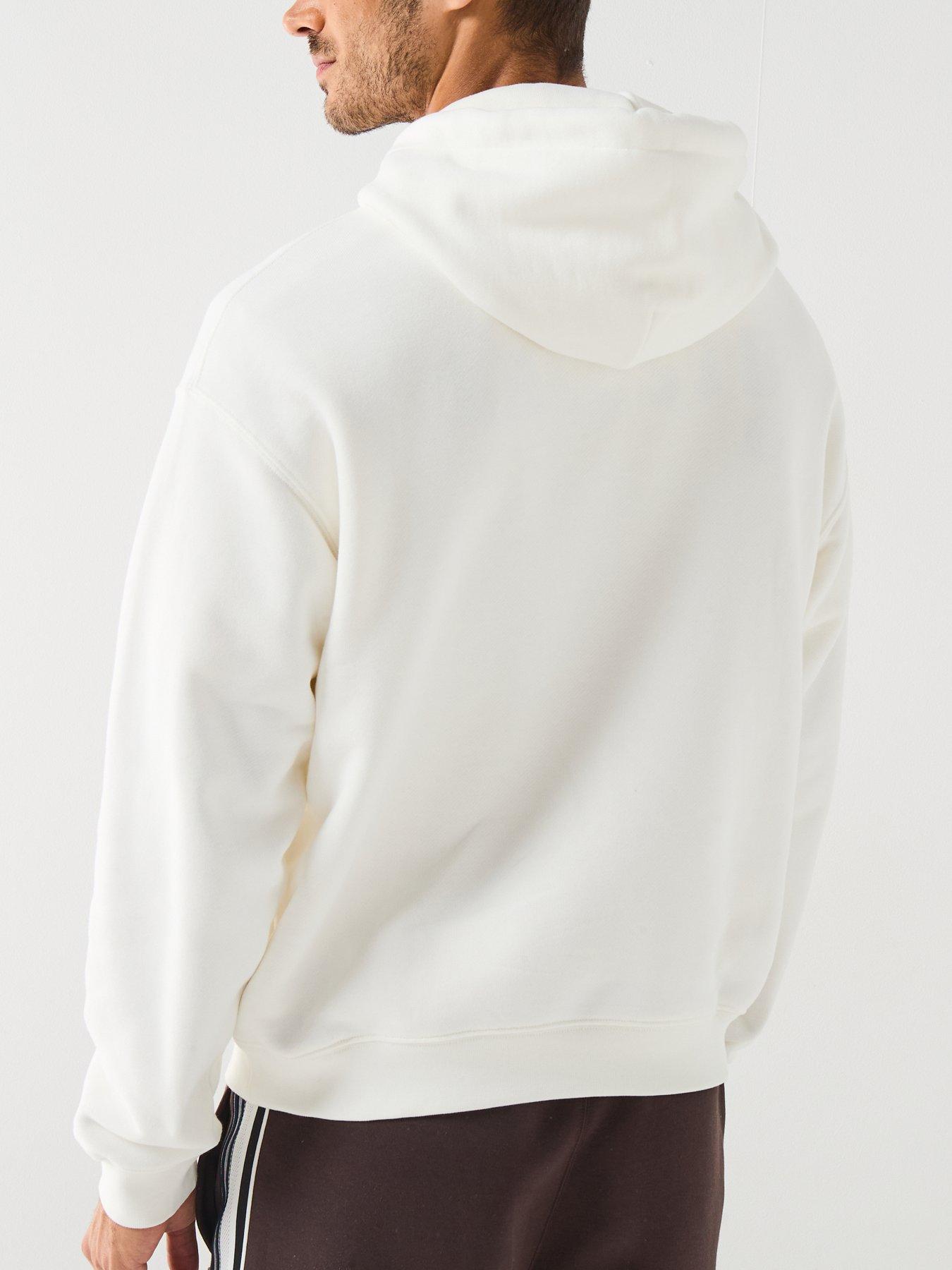Image 2 of 5 of Lacoste Loose Fit Fleece Hoodie&nbsp;- White