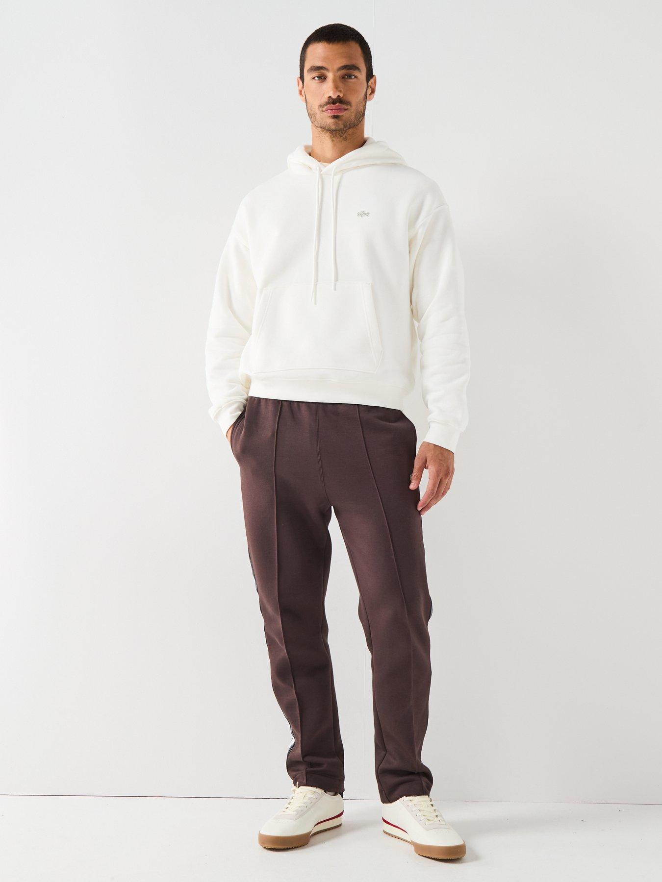 Image 3 of 5 of Lacoste Loose Fit Fleece Hoodie&nbsp;- White