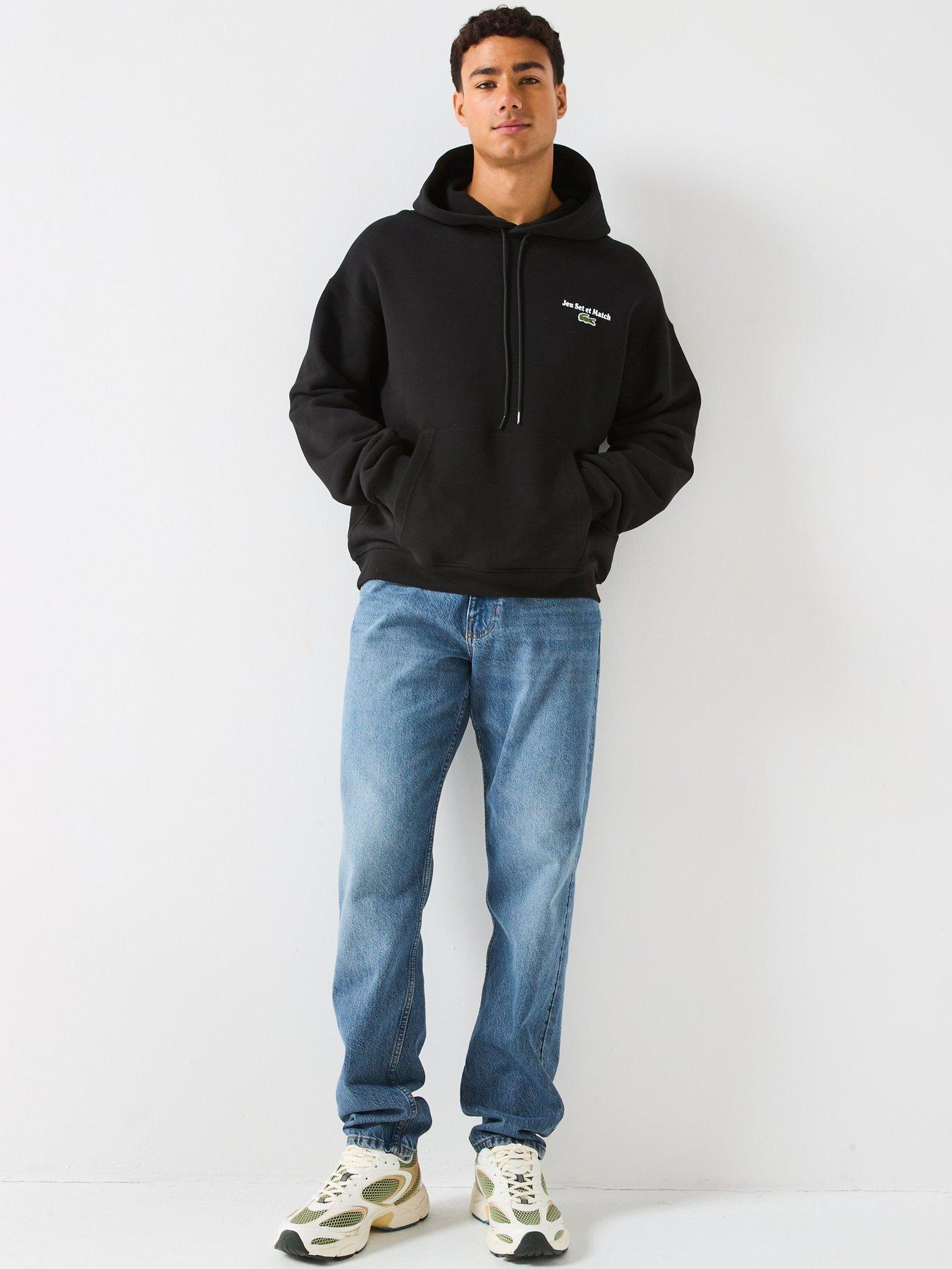  image of lacoste-loose-fit-backprint-hoodie-black