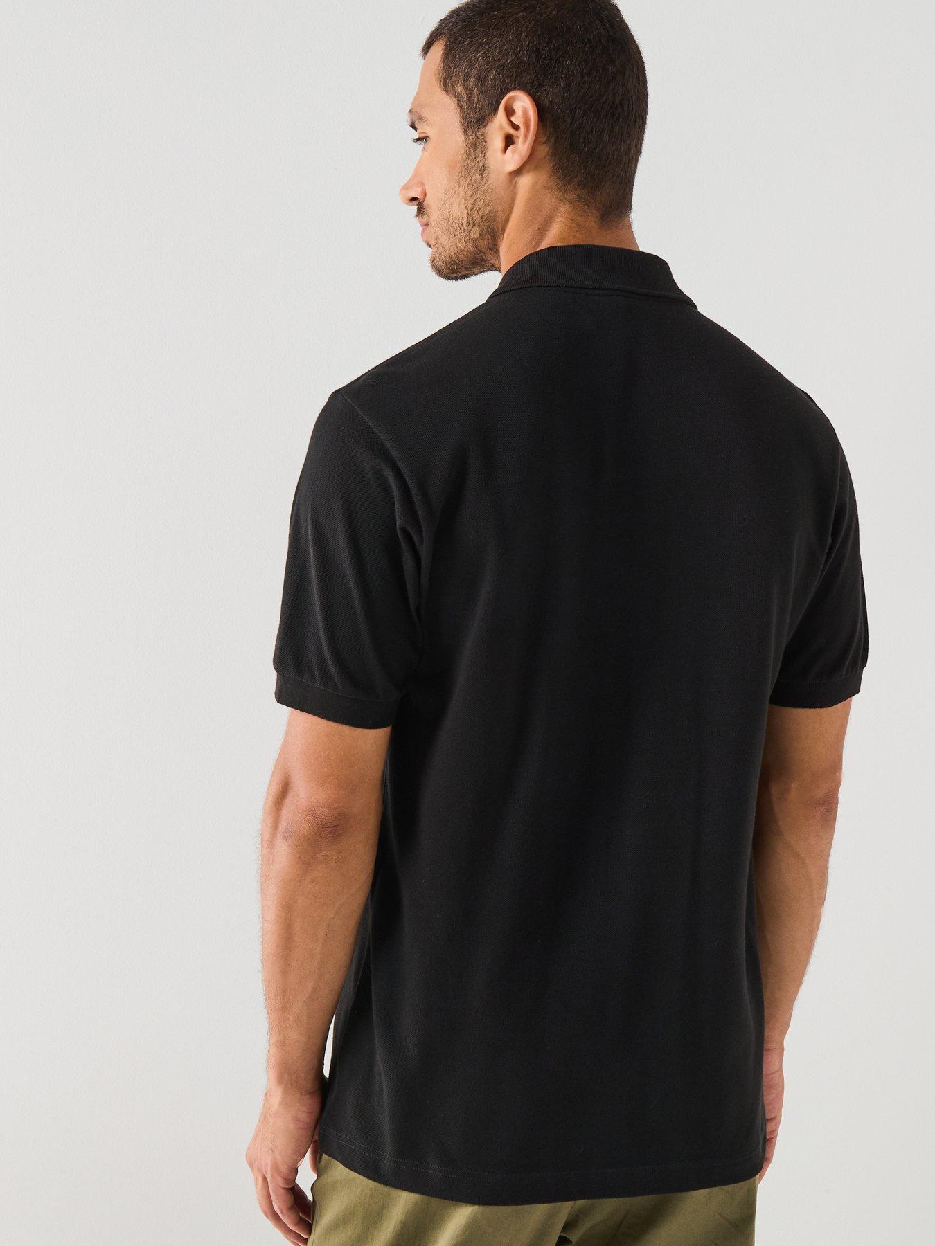 Image 2 of 5 of Lacoste Embroidered Mini-piqu&eacute; Short Sleeve Polo Shirt- Black