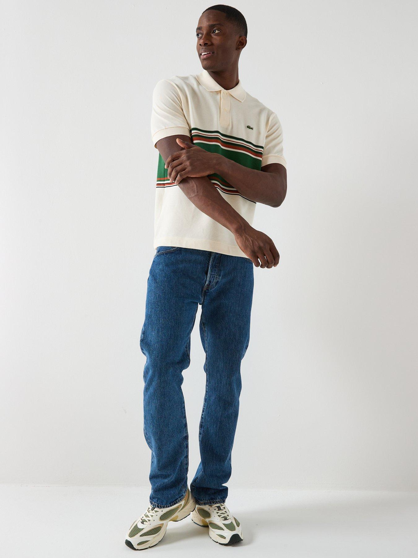  image of lacoste-lacostenbspfrench-made-striped-short-sleeve-polo-shirtnbsp--cream