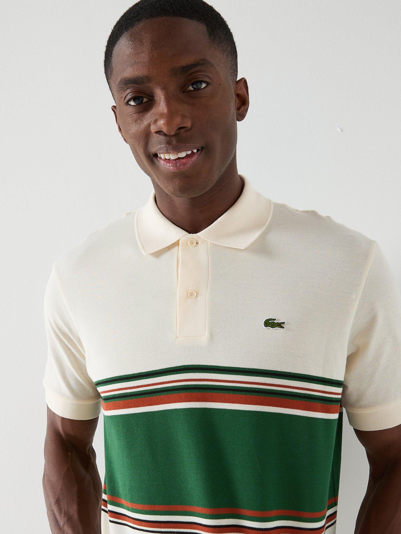 image of lacoste-lacostenbspfrench-made-striped-short-sleeve-polo-shirtnbsp--cream