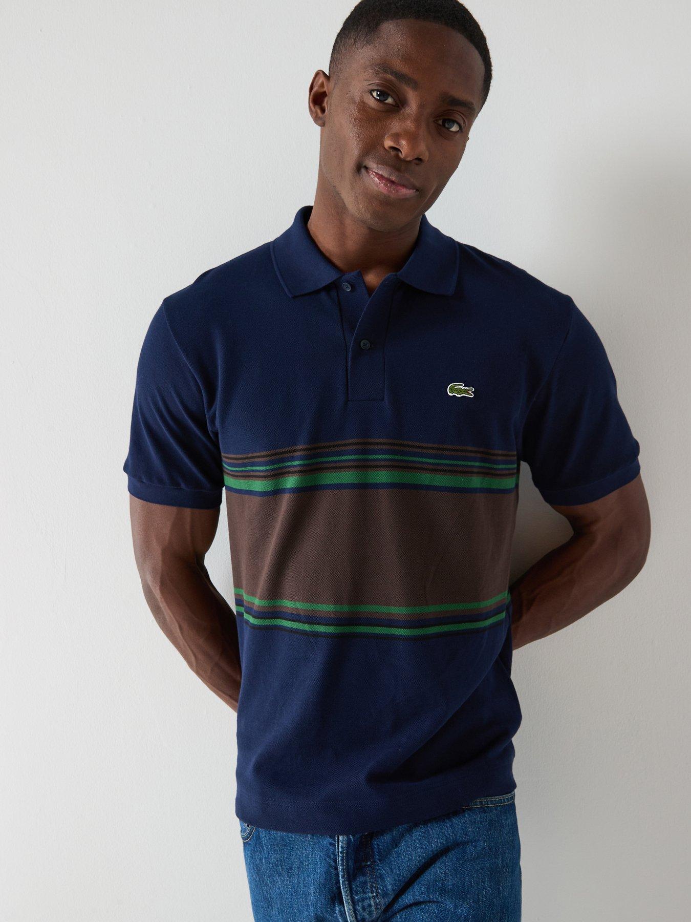 Lacoste French Made Striped Short Sleeve Polo Shirt - Navy