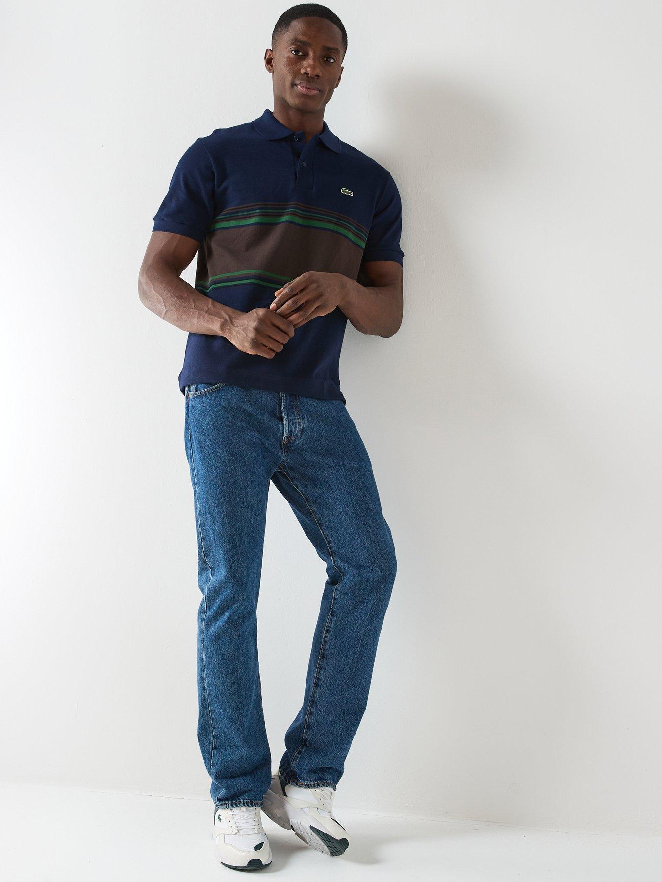 Image 3 of 5 of Lacoste French Made Striped Short Sleeve Polo Shirt&nbsp;- Navy