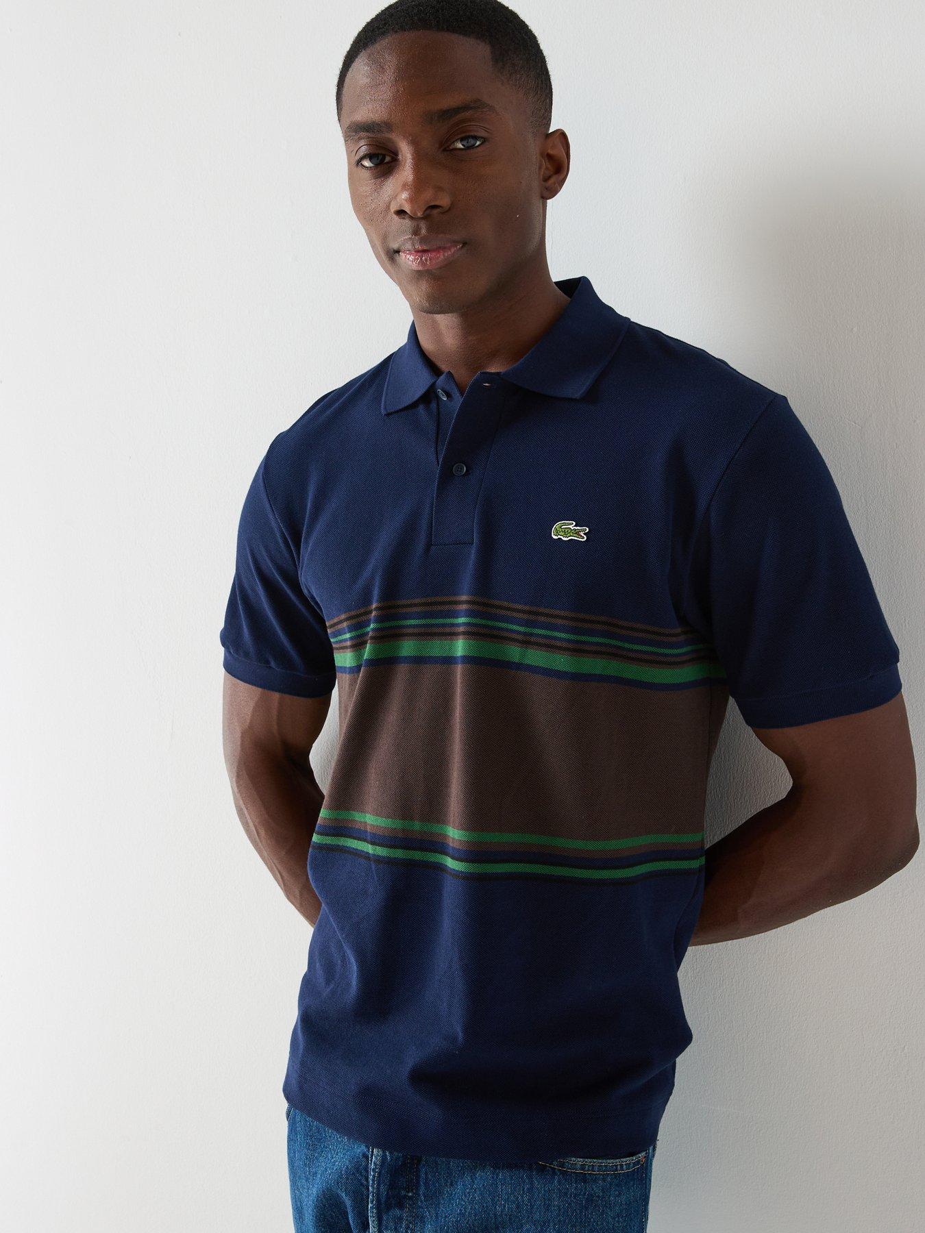  image of lacoste-lacostenbspfrench-made-striped-short-sleeve-polo-shirtnbsp--navy