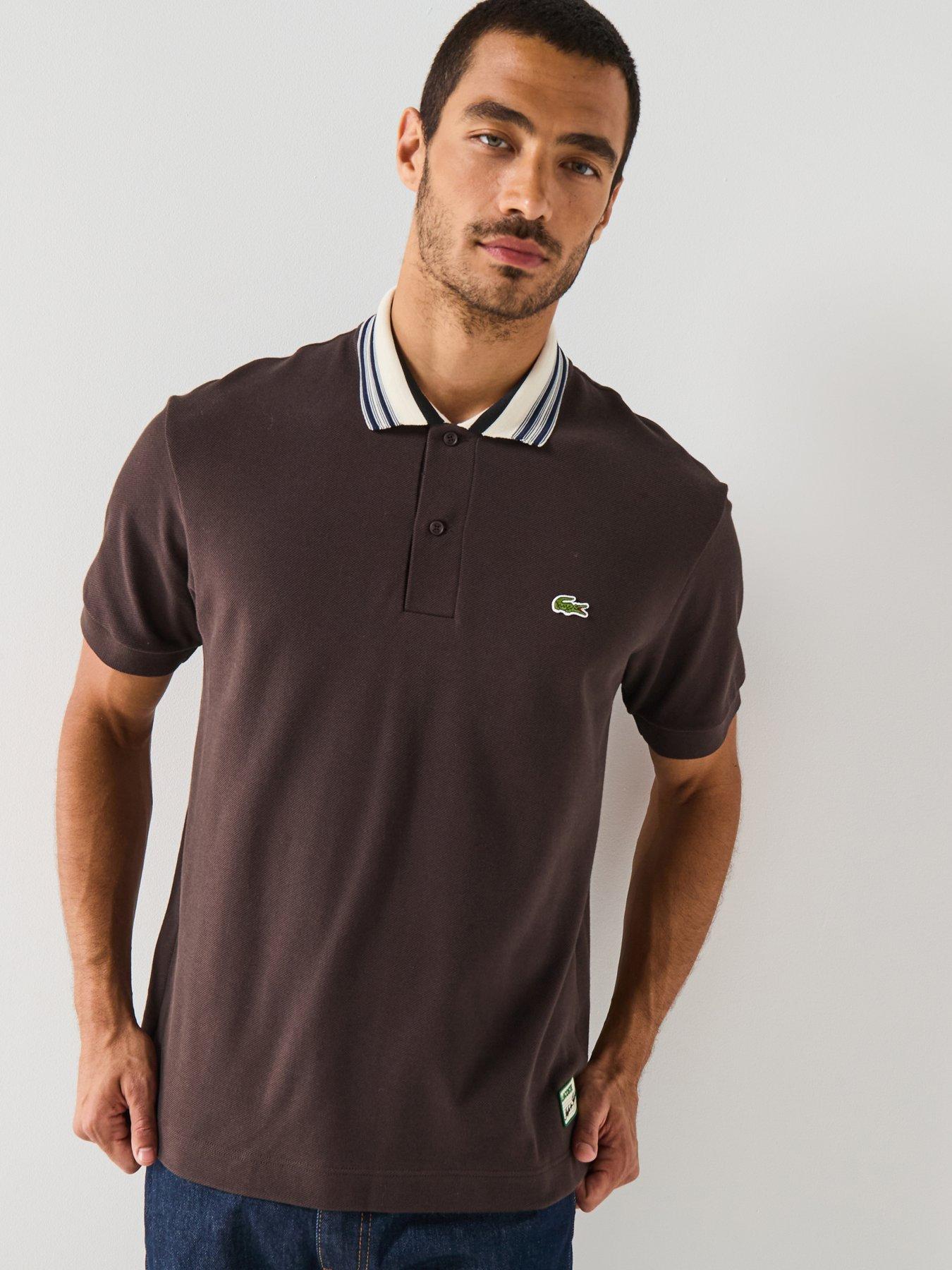 undefined Lacoste french Made Striped Short Sleeve Polo Shirt - Brown