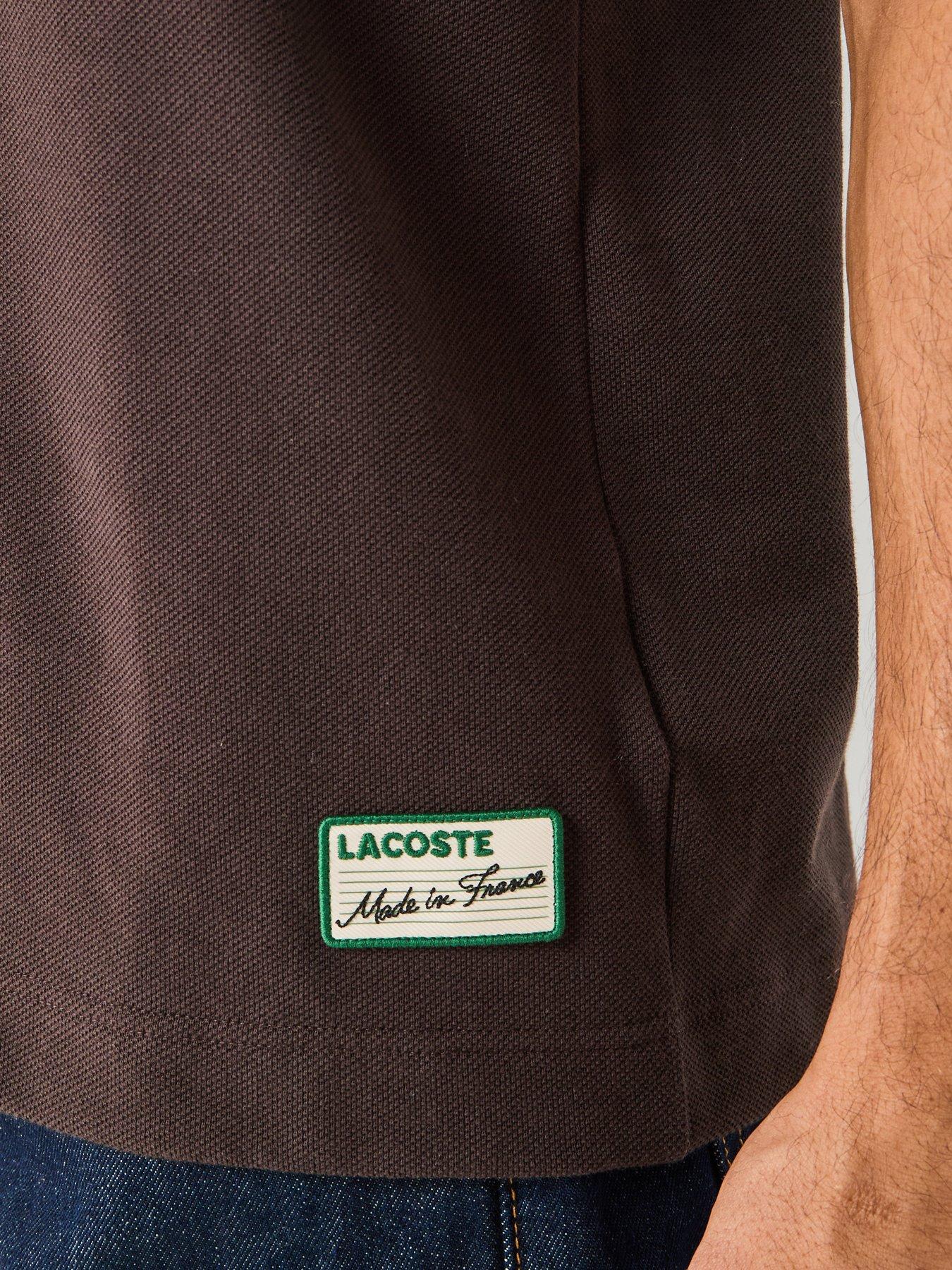 Image 5 of 5 of Lacoste French Made Striped Short Sleeve Polo Shirt&nbsp;- Brown