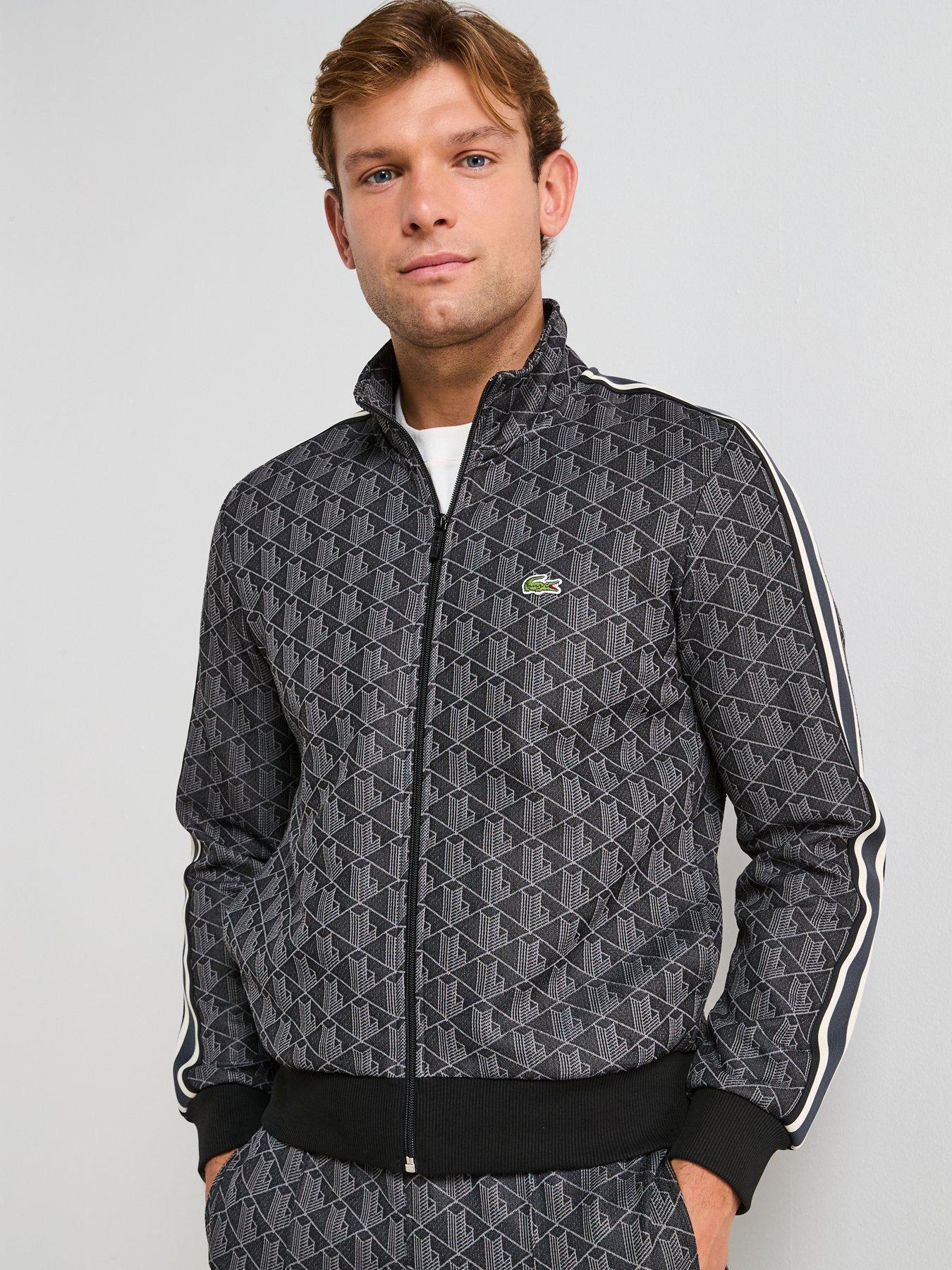 Lacoste Paris Premium Monogram Zipped Track Top - Black