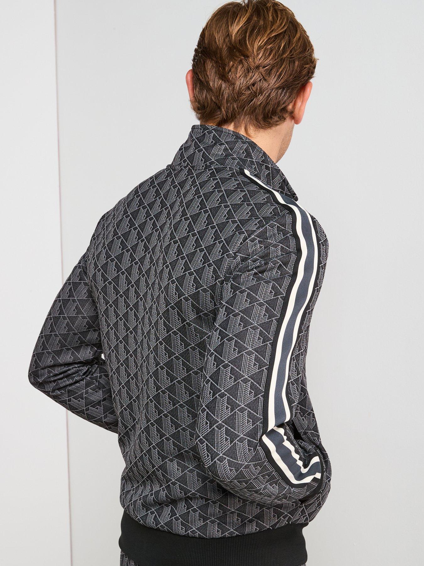Image 2 of 6 of Lacoste Paris Premium Monogram Zipped Track Top - Black