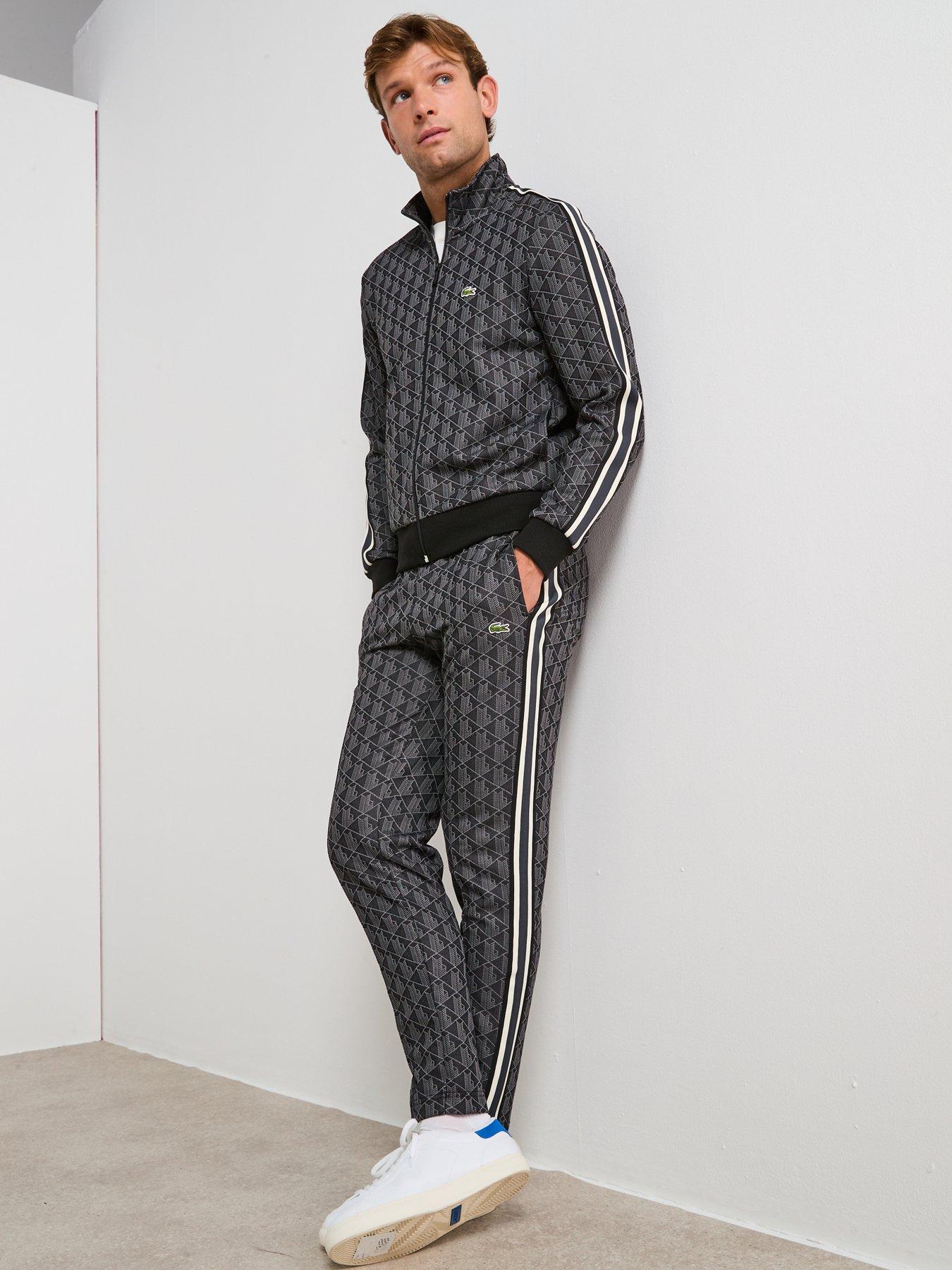 Image 3 of 6 of Lacoste Paris Premium Monogram Zipped Track Top - Black