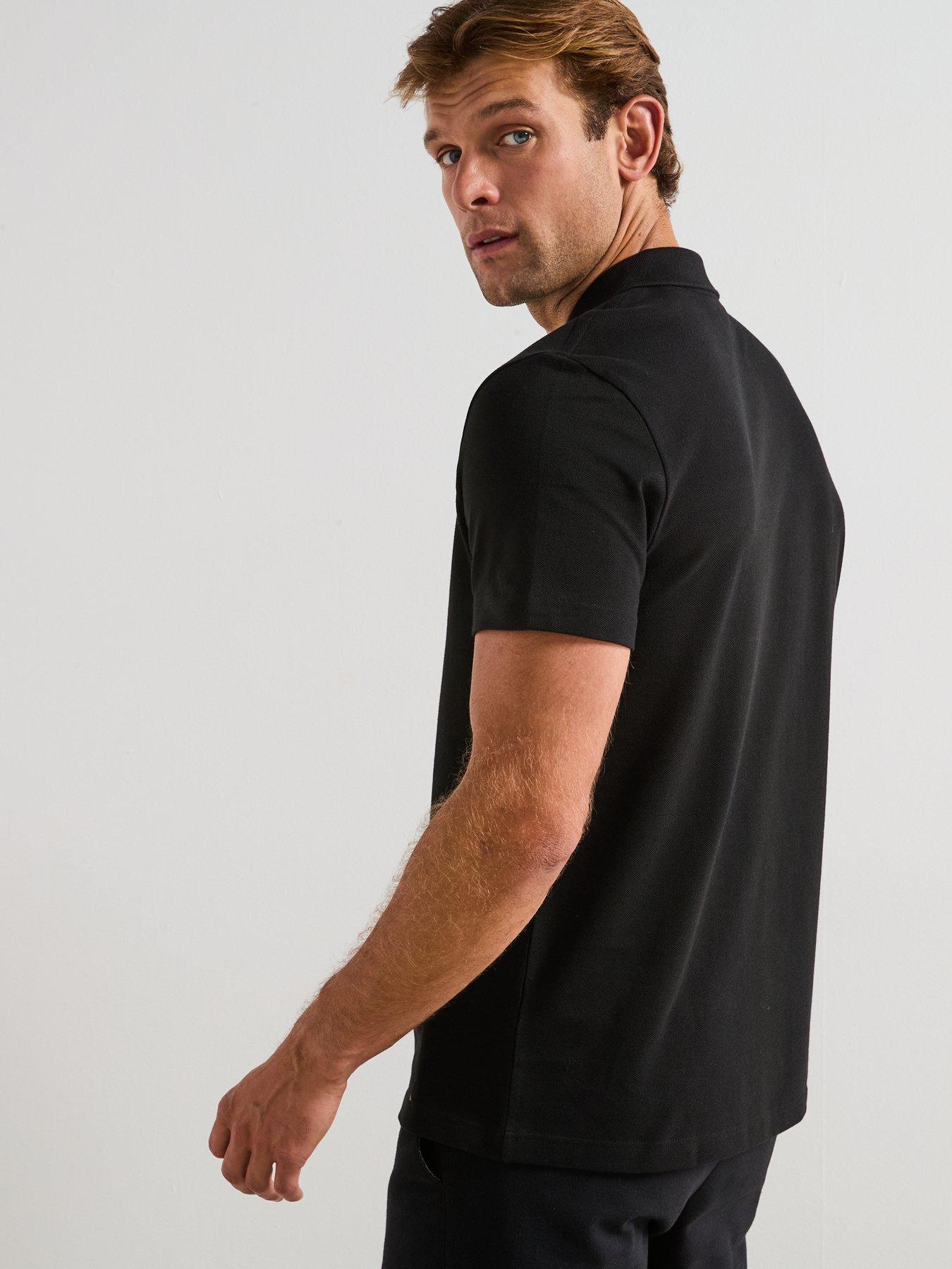  image of lacoste-l1212-tipped-collar-piqueacute-taping-short-sleeve-polo-shirt--black