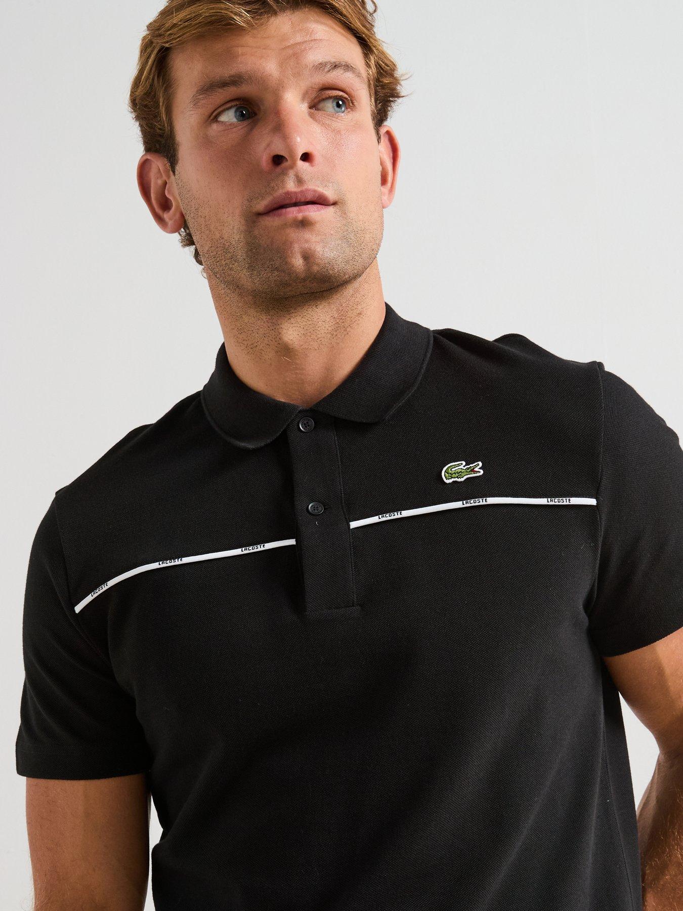  image of lacoste-l1212-tipped-collar-piqueacute-taping-short-sleeve-polo-shirt--black