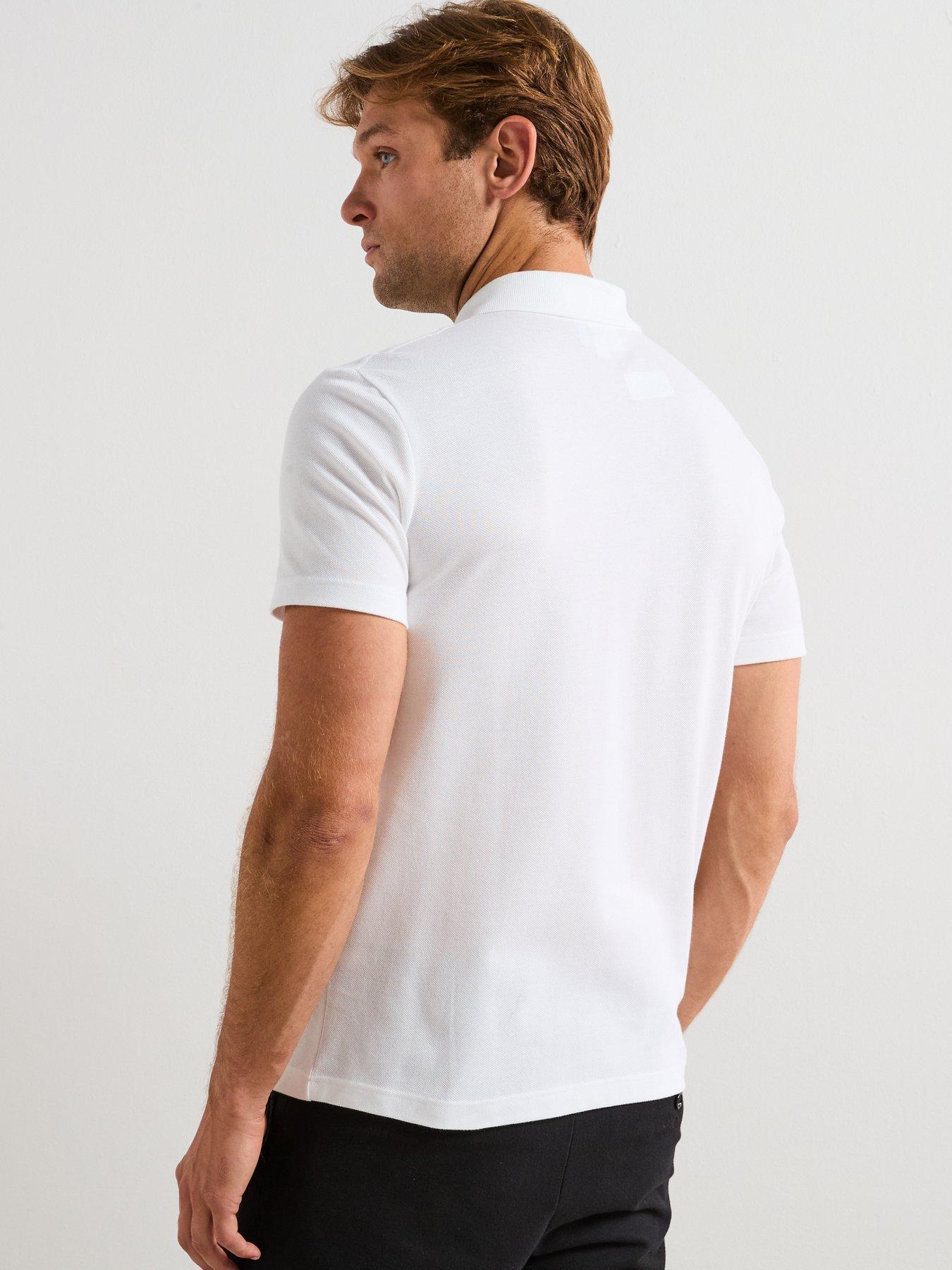 Image 2 of 6 of Lacoste L1212 Tipped Collar Piqu&eacute; Taping Short Sleeve Polo Shirt- White
