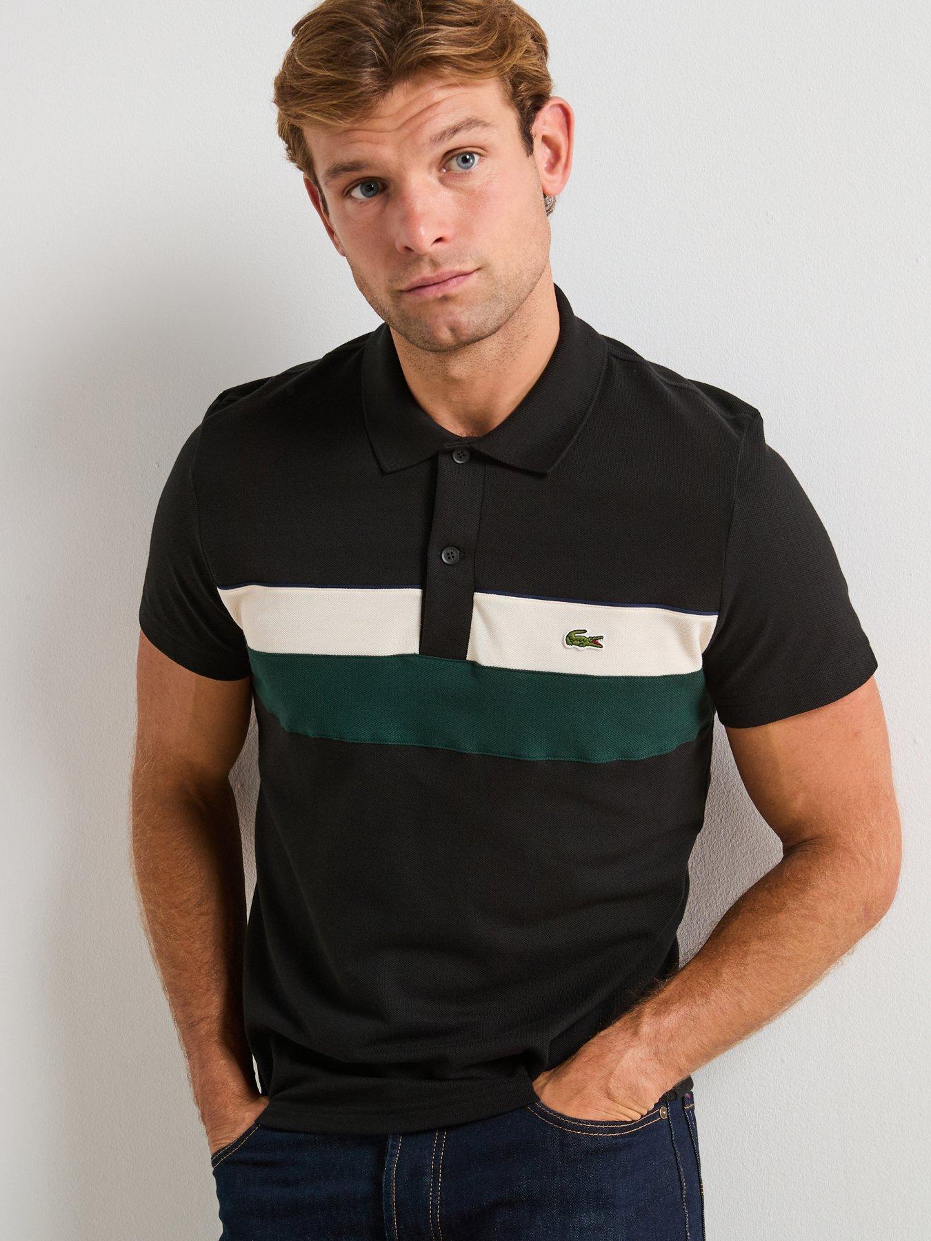 Lacoste Regular Fit Color Block Pique Short Sleeve Polo Shirt - Black