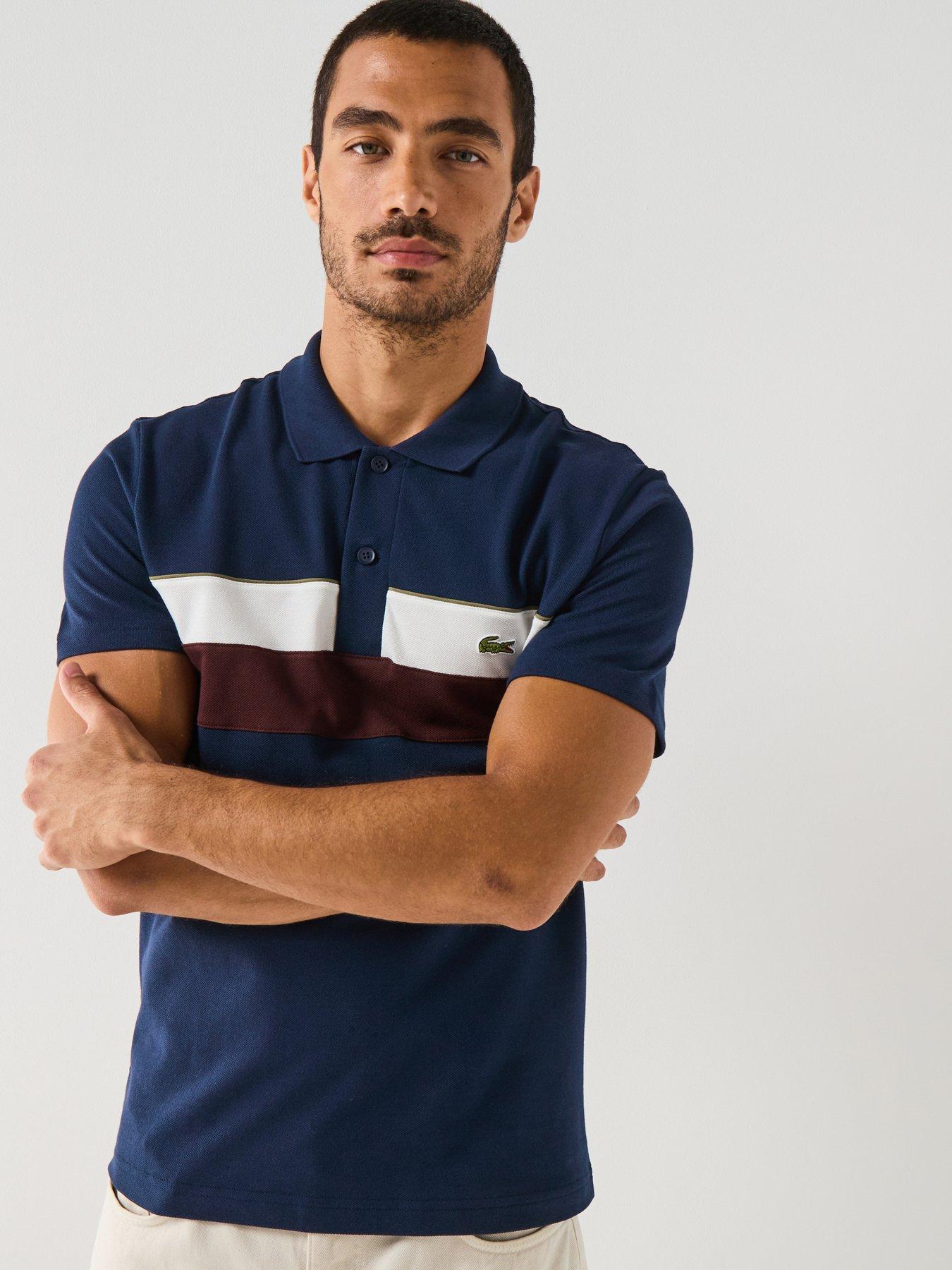  image of lacoste-regular-fit-colourblock-piqueacute-short-sleeve-polo-shirtnbsp--navy