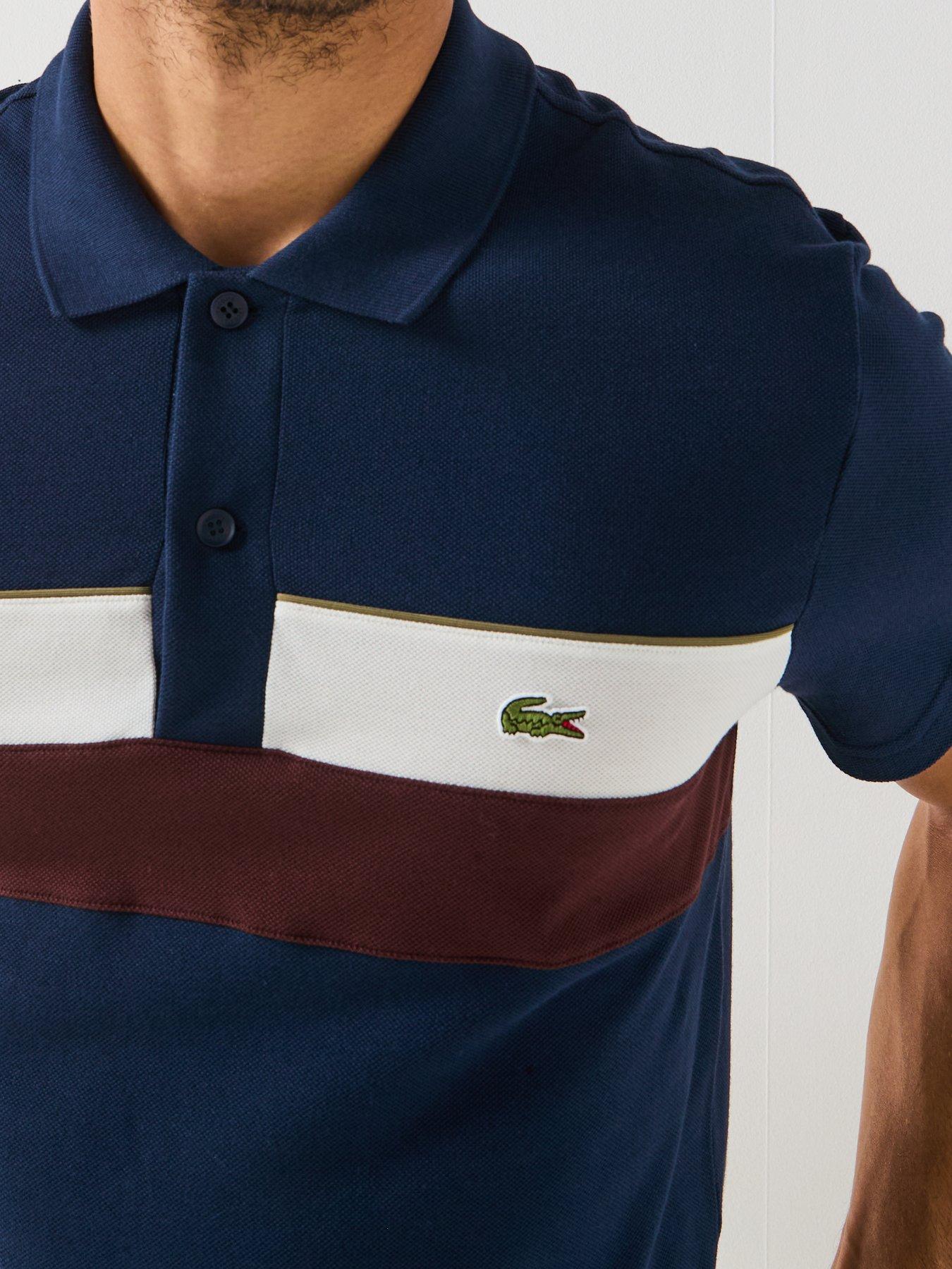 image of lacoste-regular-fit-colourblock-piqueacute-short-sleeve-polo-shirtnbsp--navy