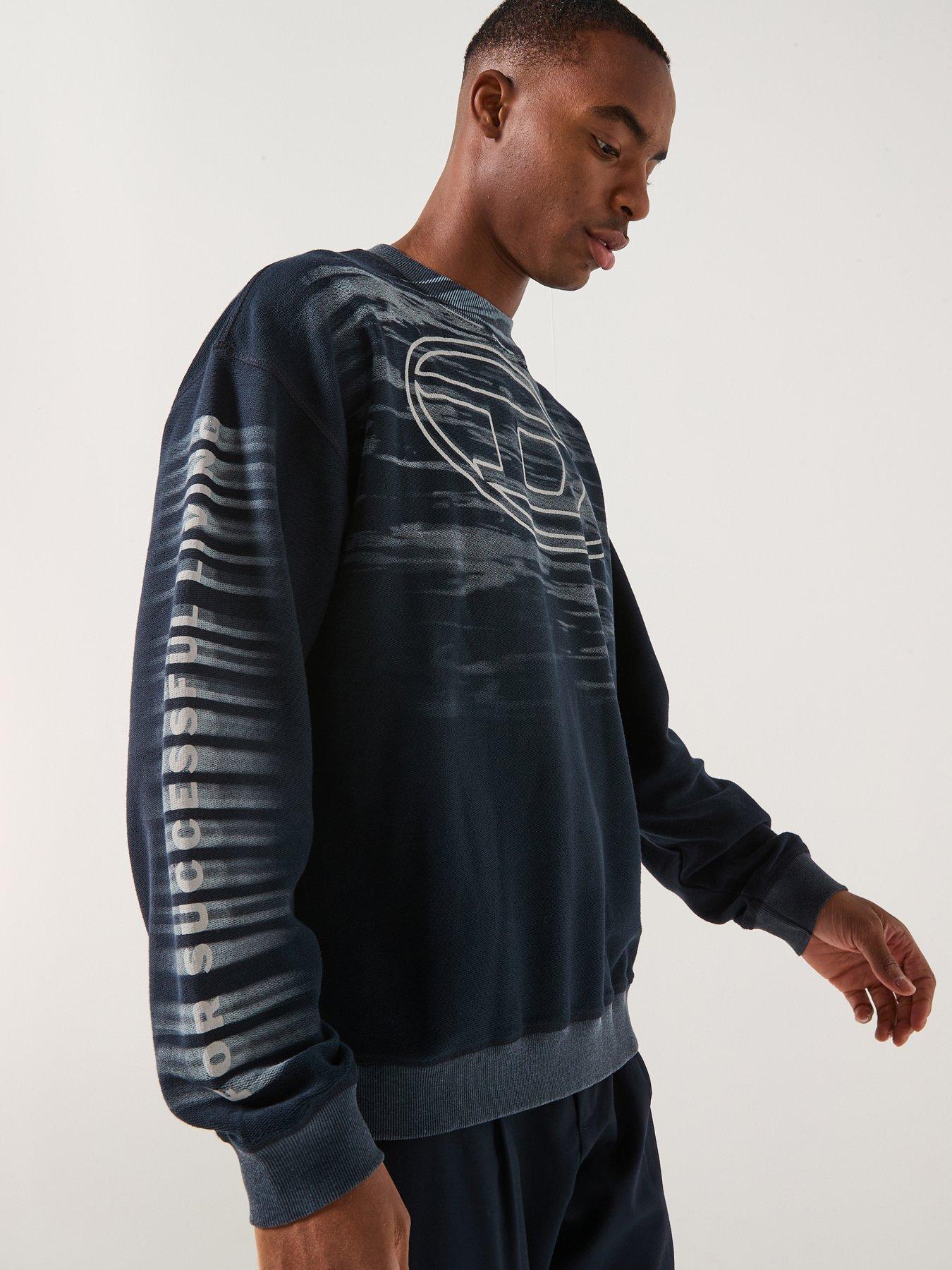 Diesel T-t1 Large Logo Crew Sweatshirt- Black