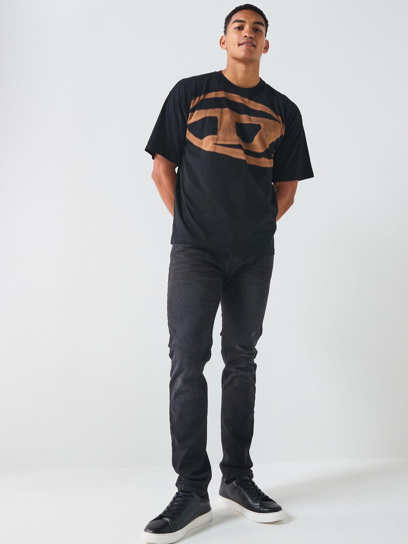  image of diesel-t-bleach-d-oval-t-shirt--black